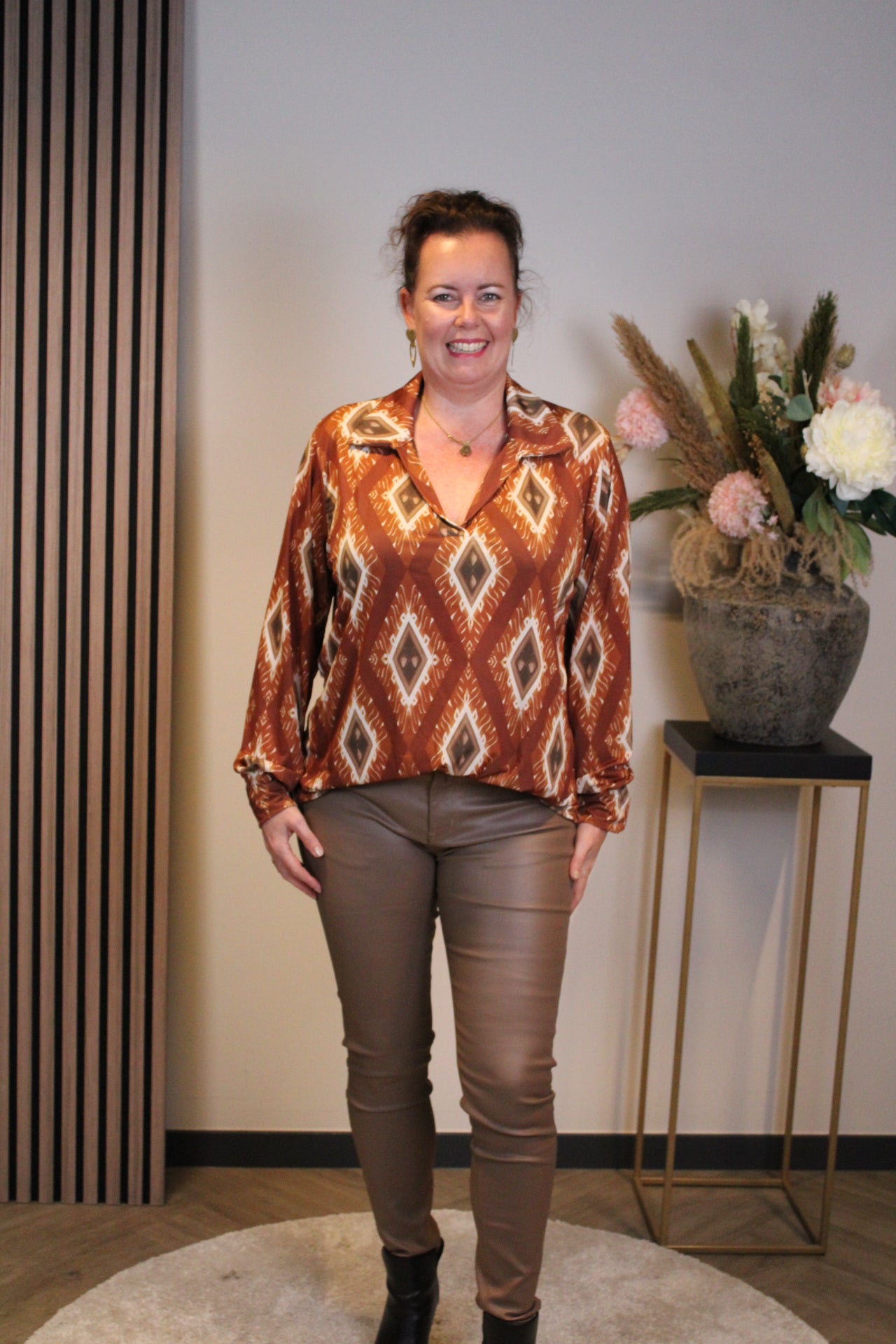 Jill | Blouse met kraagje roest 48 t/m 52