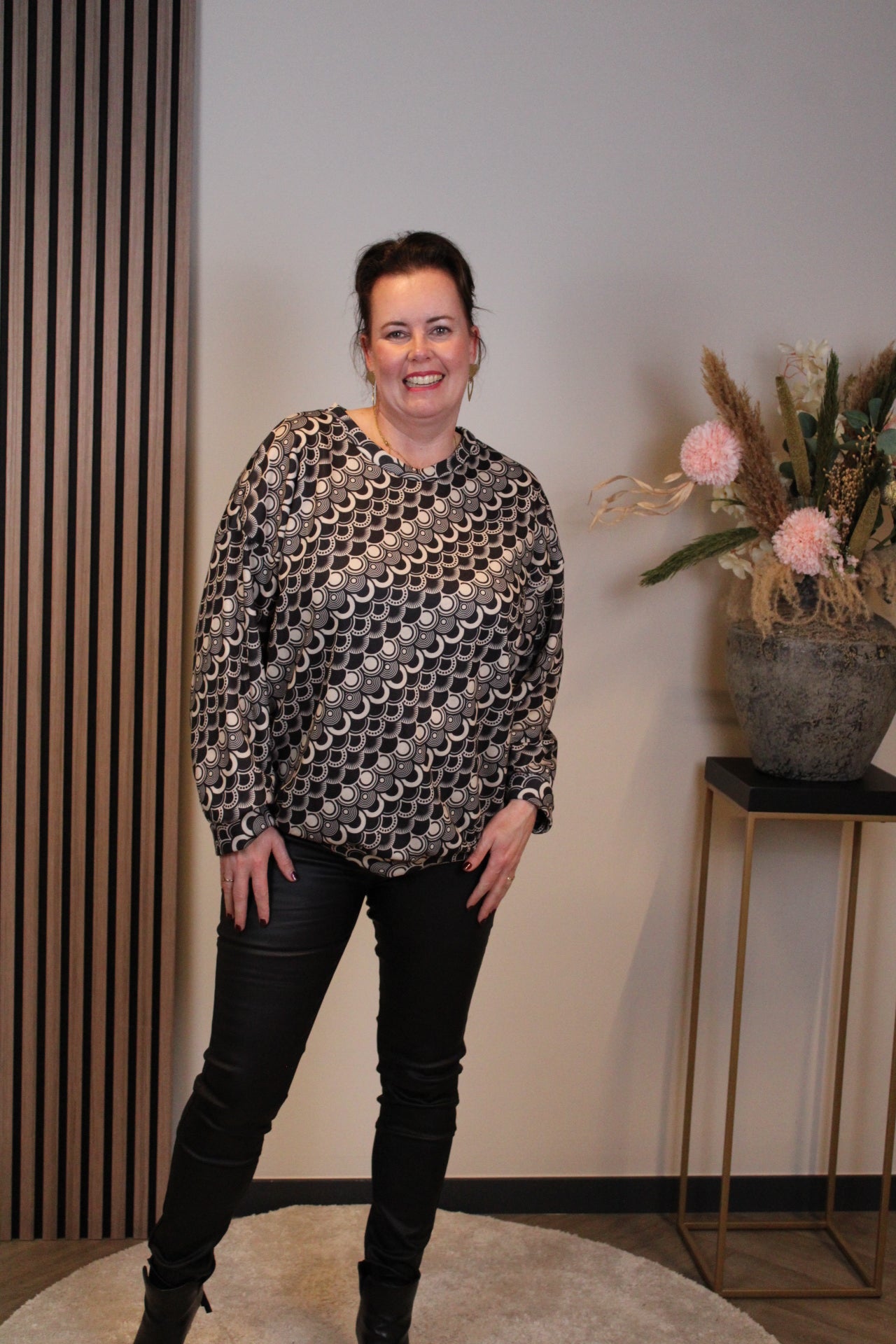 Dora | Bluse schwarz Langarm 52 bis 58