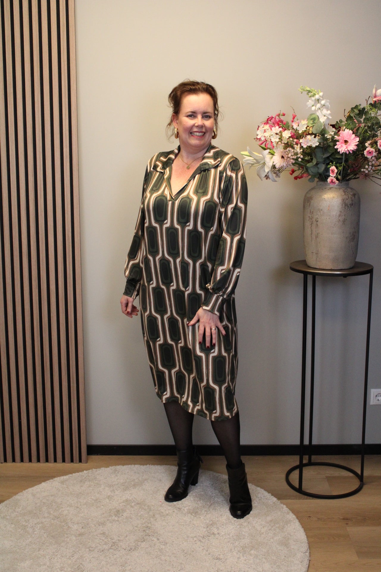 Christa | Grünes Kleid mit langen Ärmeln, Größe 38 bis 44