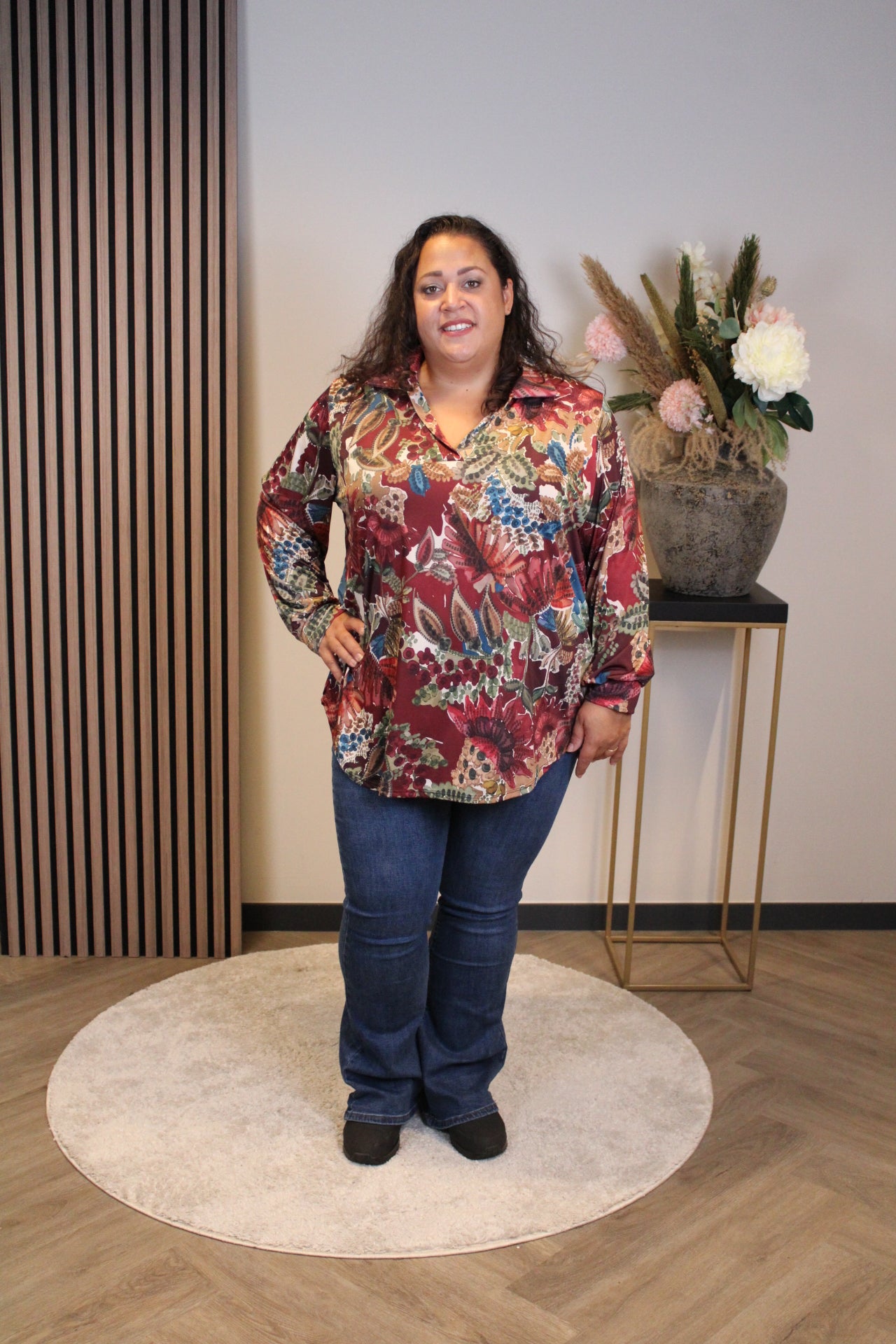 Helena | Bluse mit rosa Kragen 48 bis 52