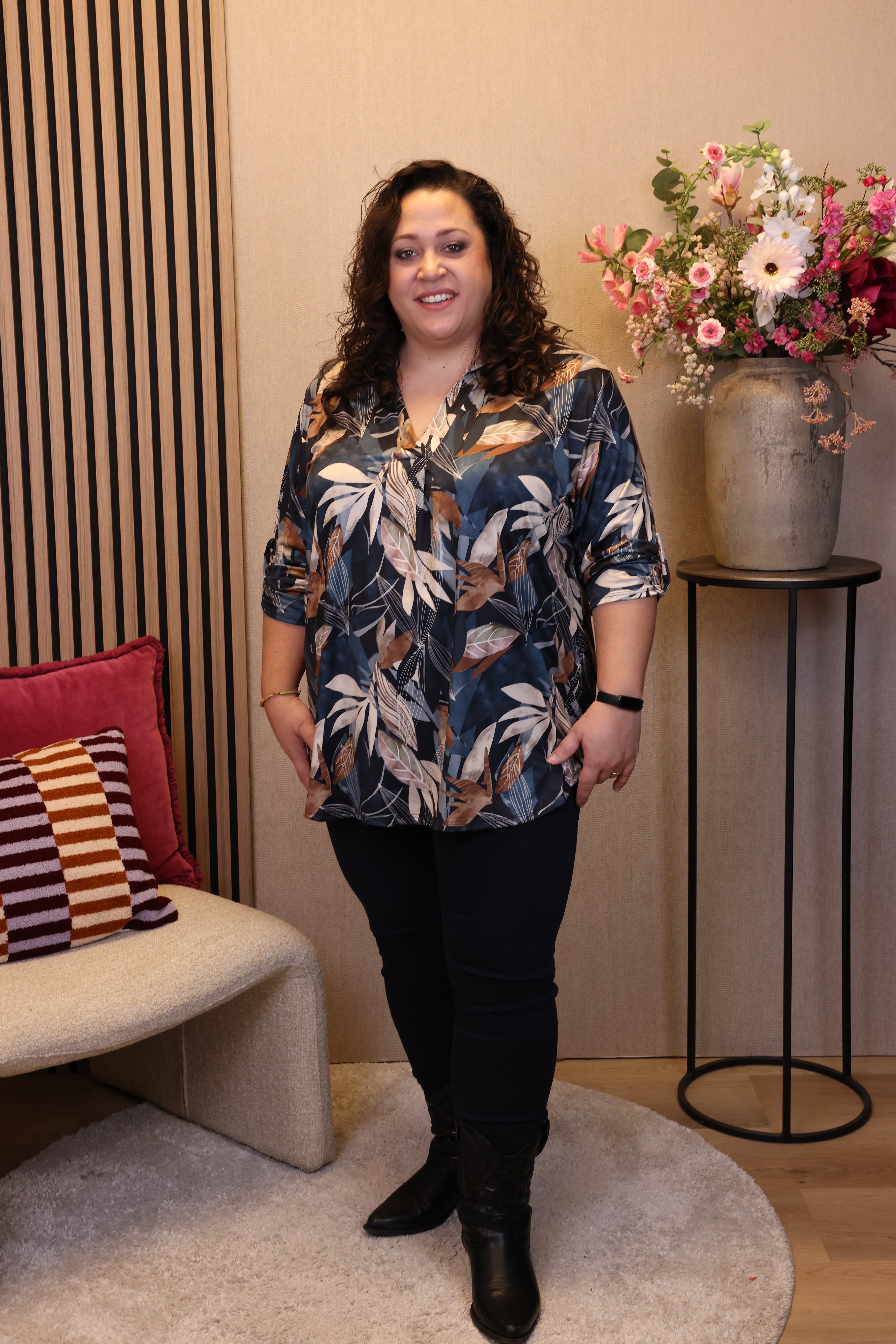 Dora | Bluse schwarz Langarm 52 bis 58