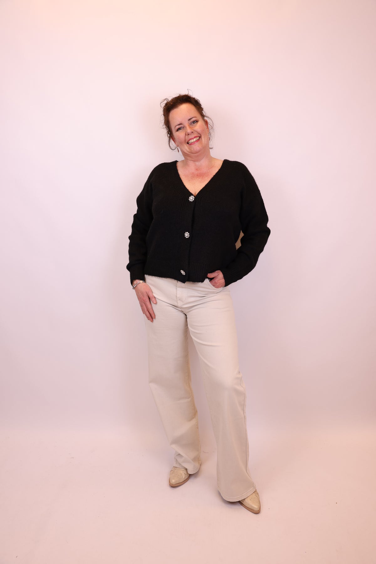 Dora | Bluse schwarz Langarm 52 bis 58