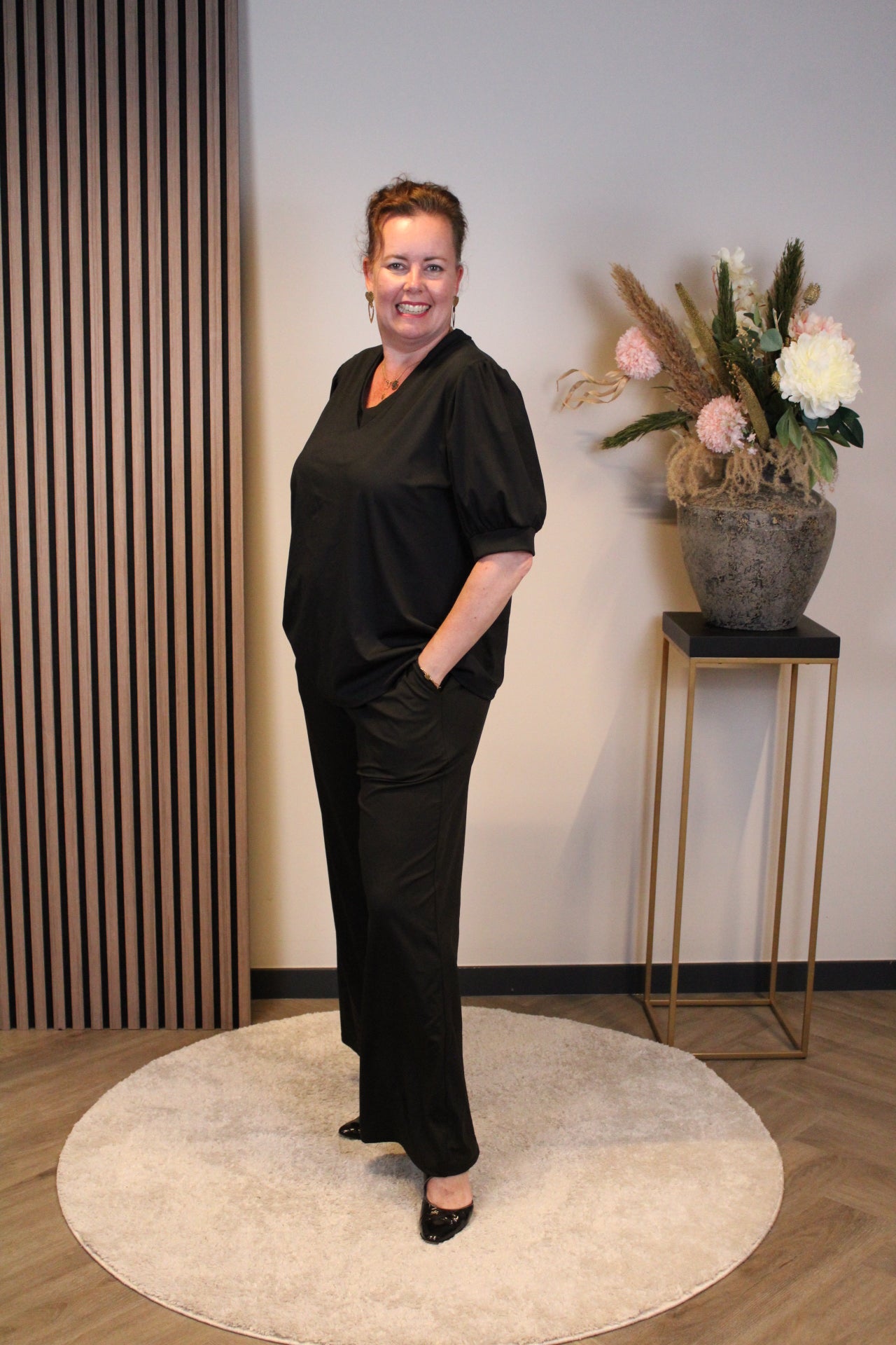 Dora | Bluse schwarz Langarm 52 bis 58