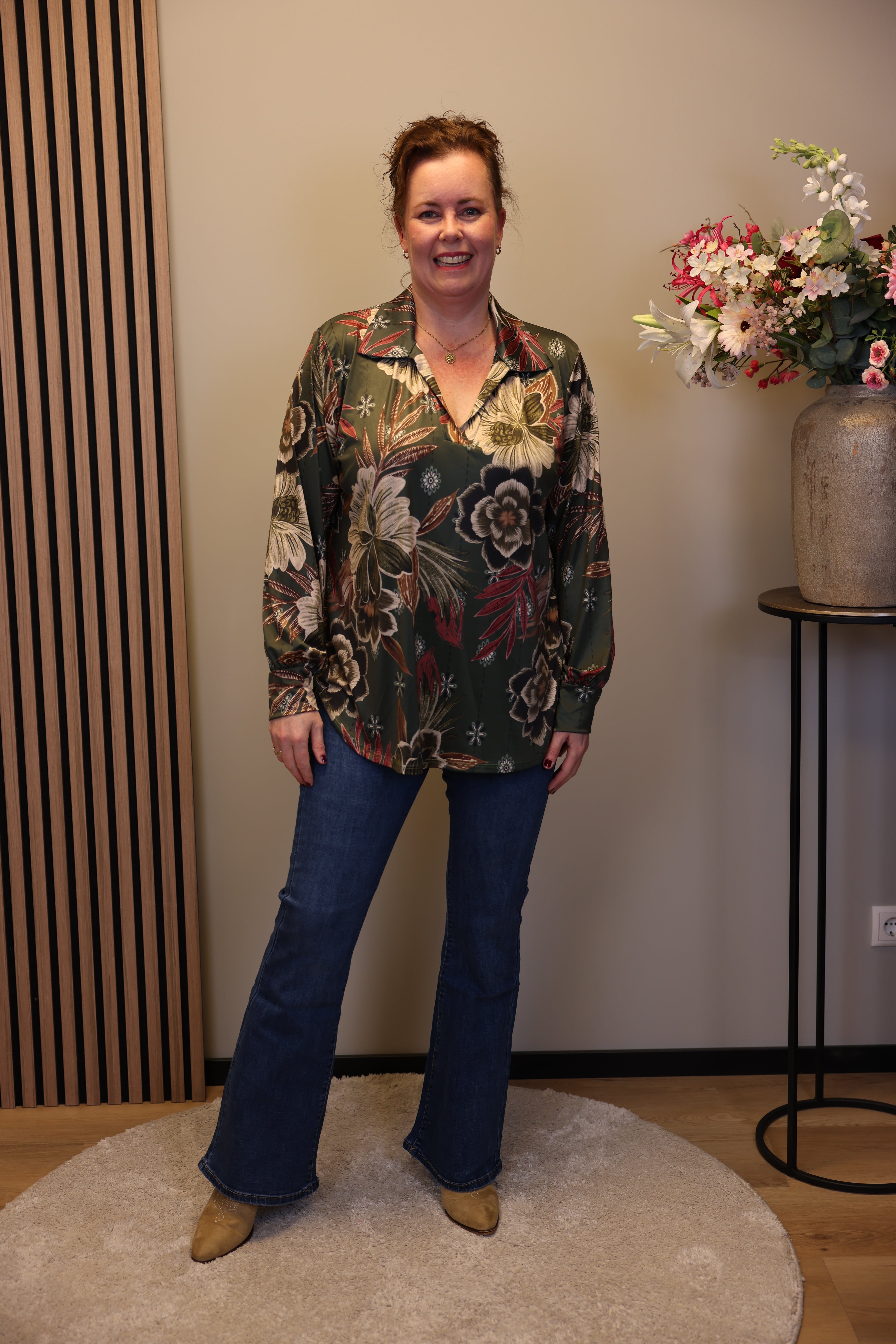 Eefke | Blouse groen met kraagje 48 t/m 52