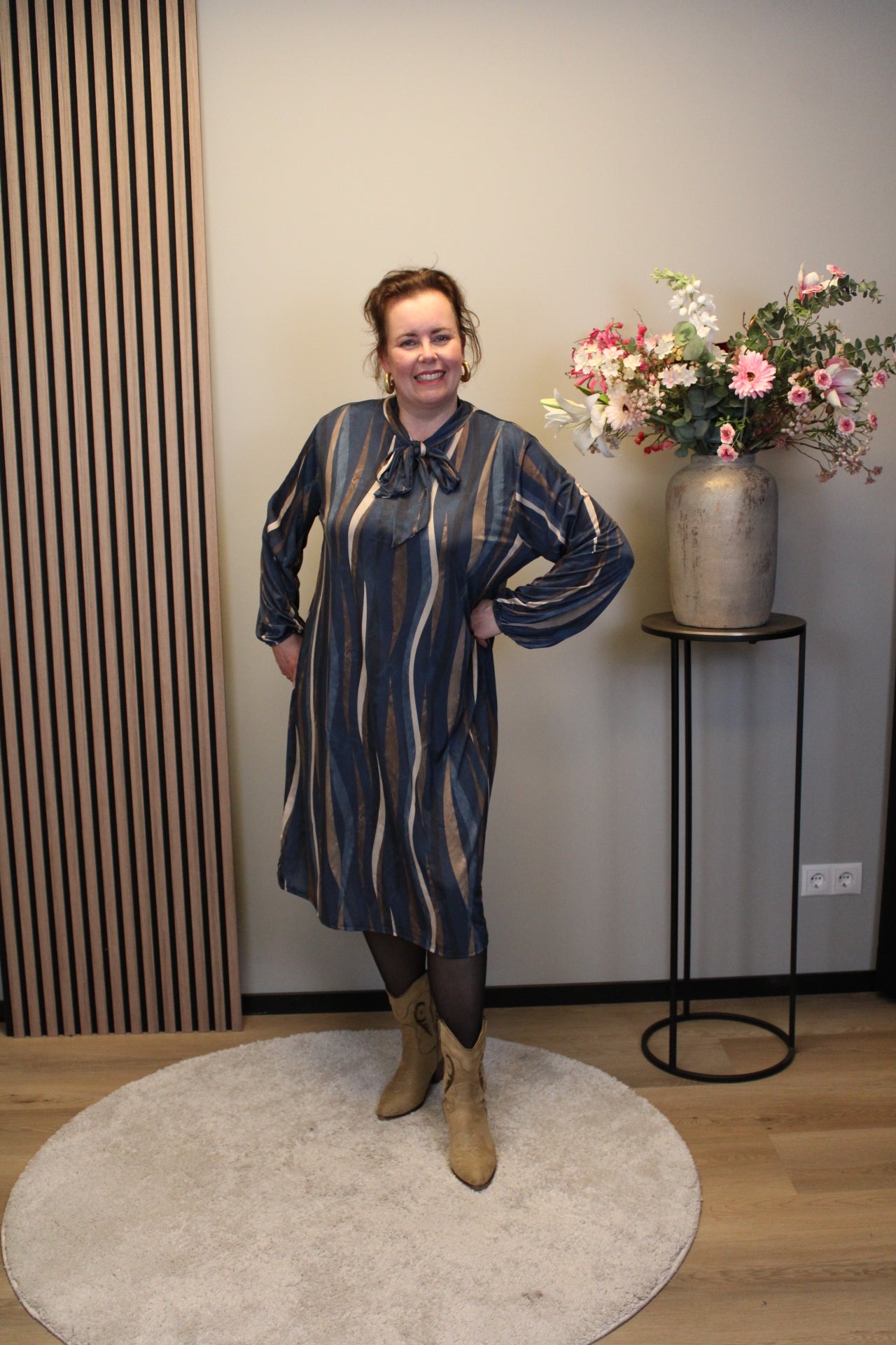 Marise | Blaues Langarmkleid 46 bis 50