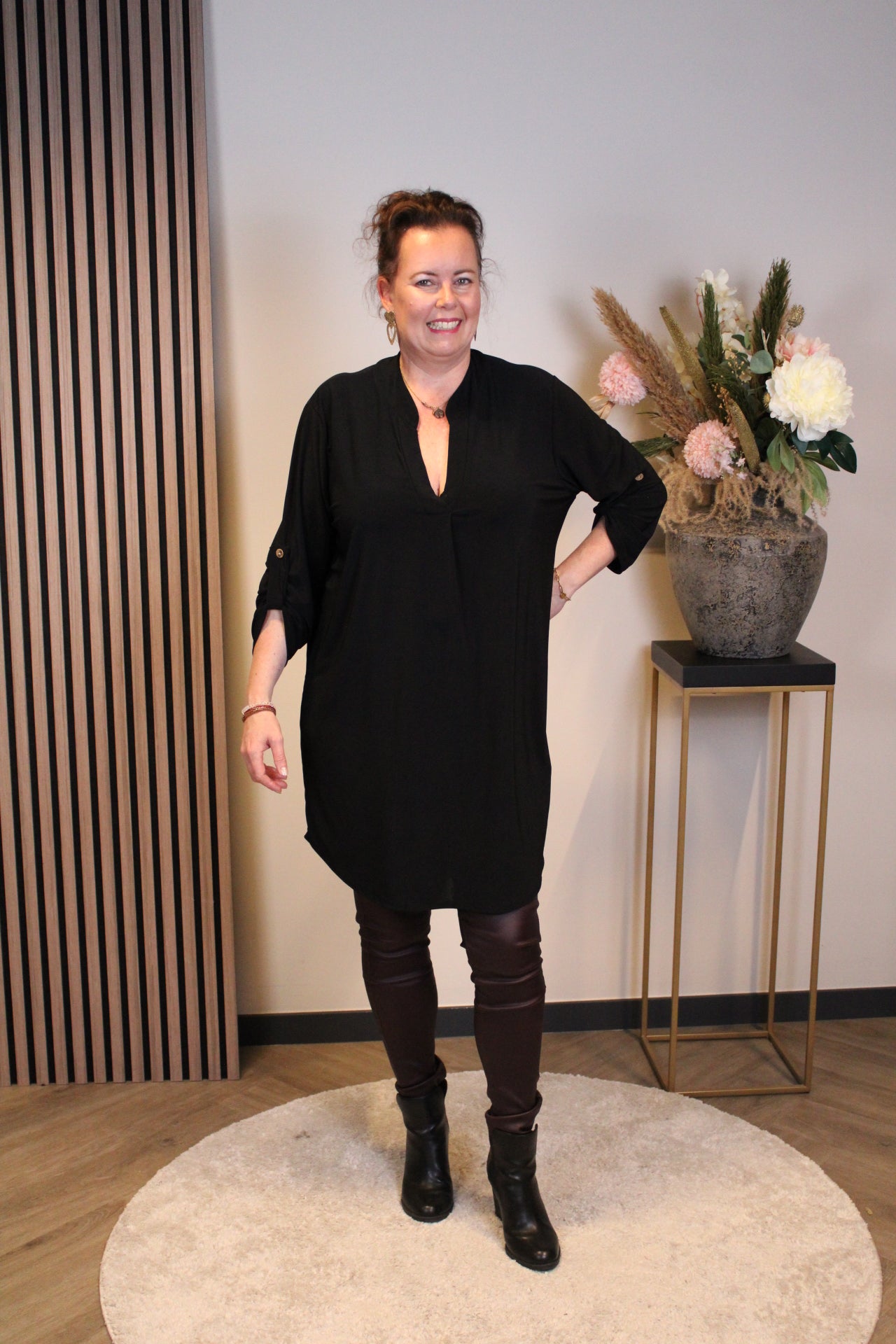 Lana | Blaue Bluse mit Kragen 38 bis 48