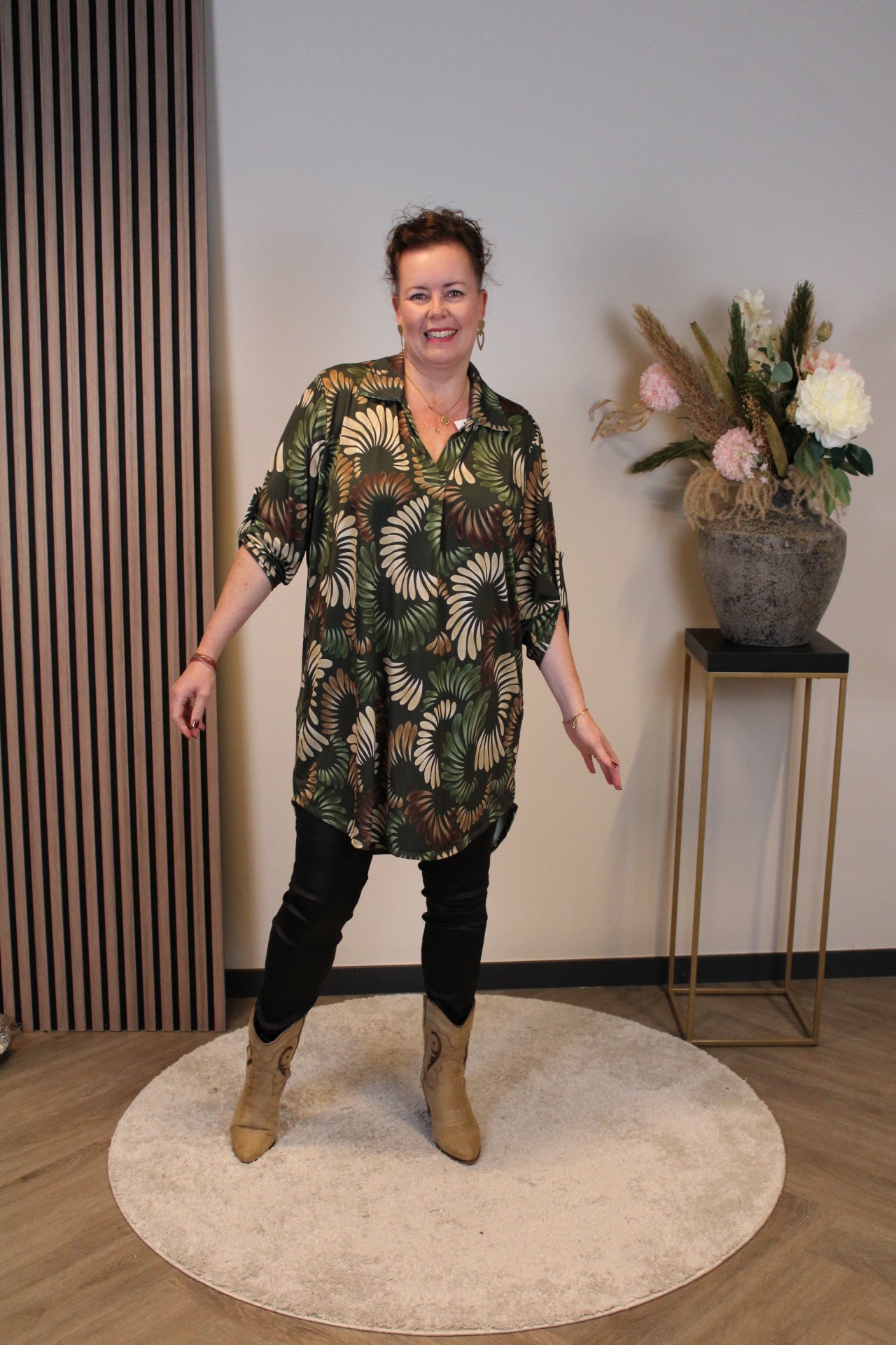 Lana | Blaue Bluse mit Kragen 38 bis 48