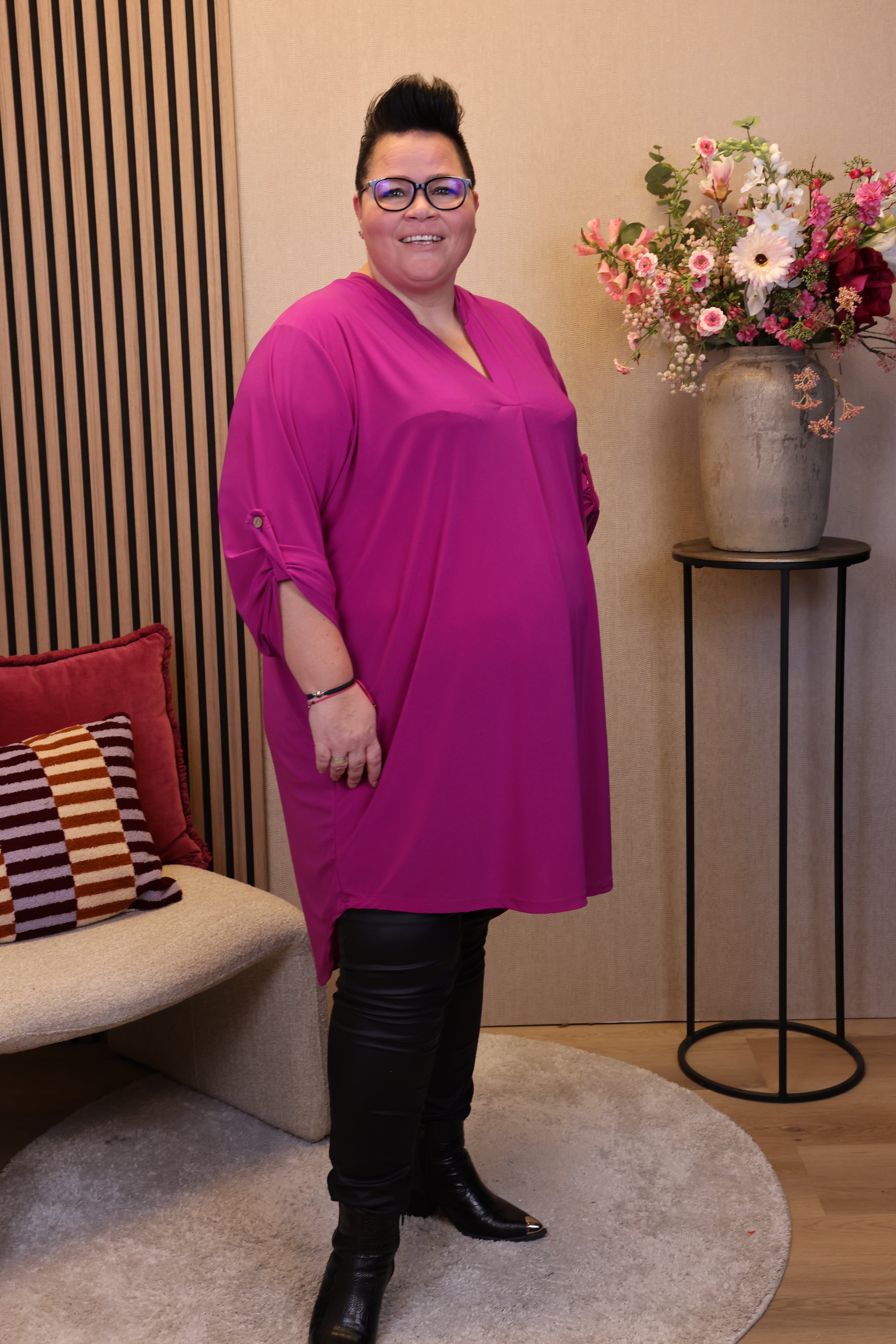 Dora | Bluse schwarz Langarm 52 bis 58