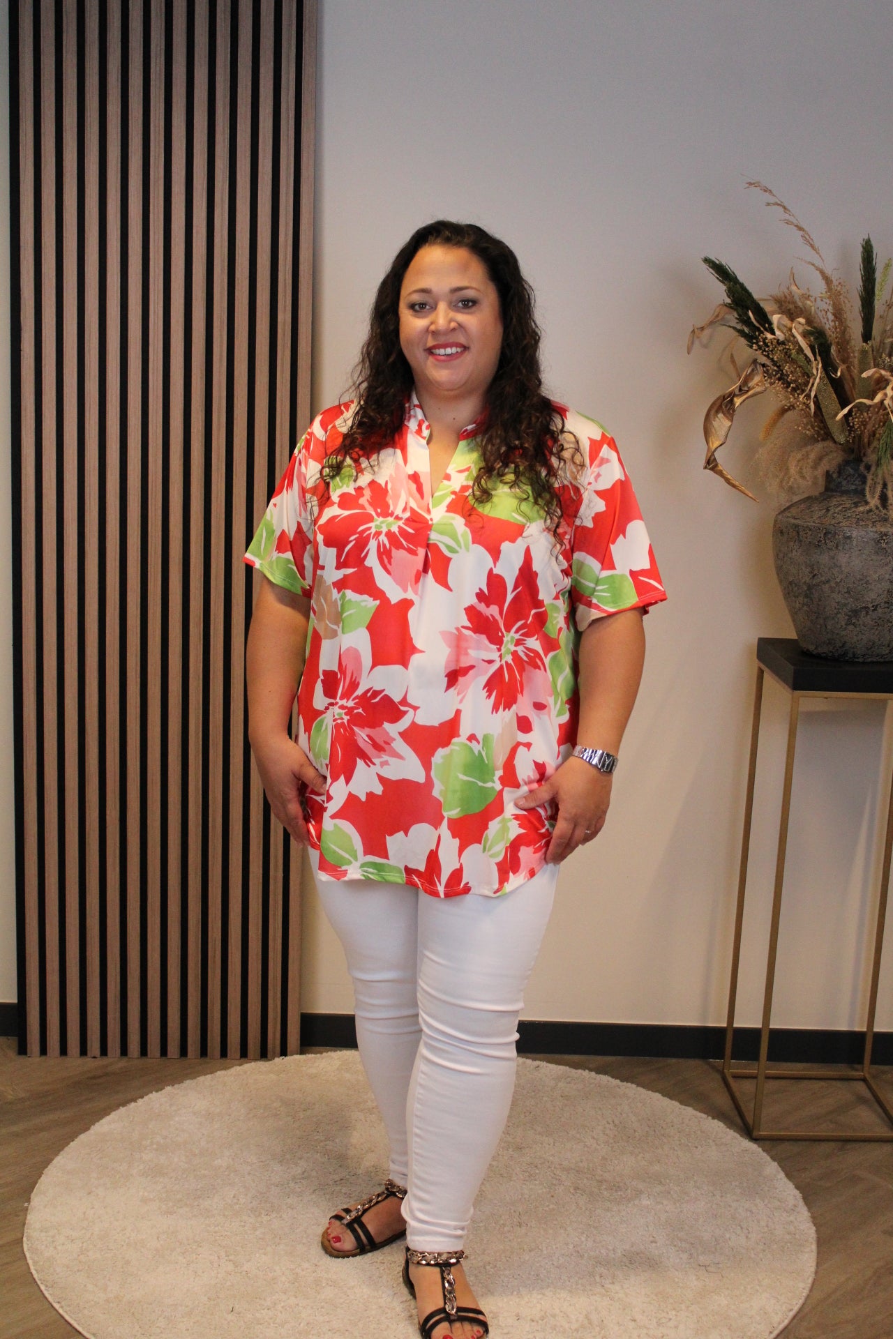 Maartje | Bluse rot Kurzarm 48 bis 52