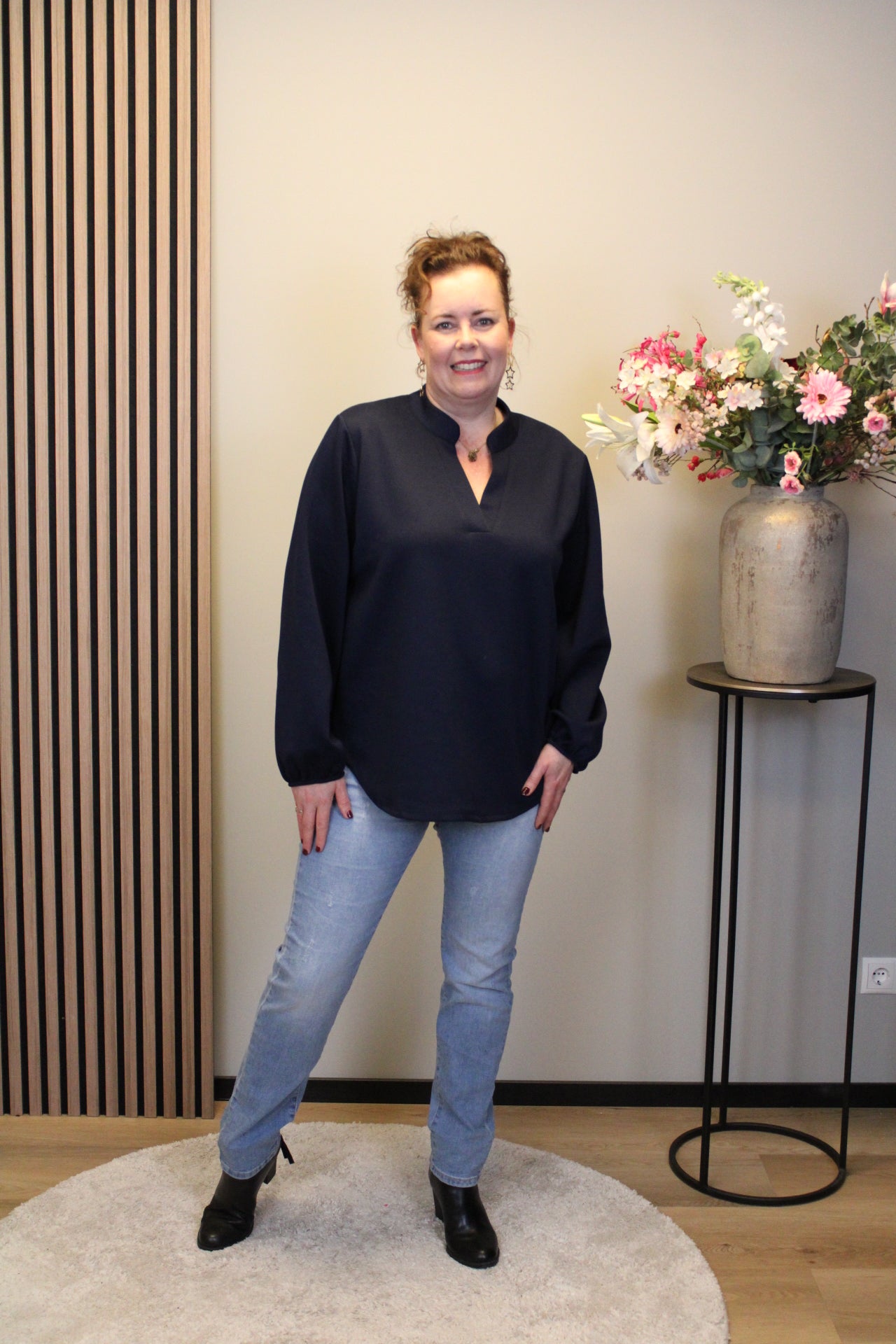 Dora | Bluse schwarz Langarm 52 bis 58