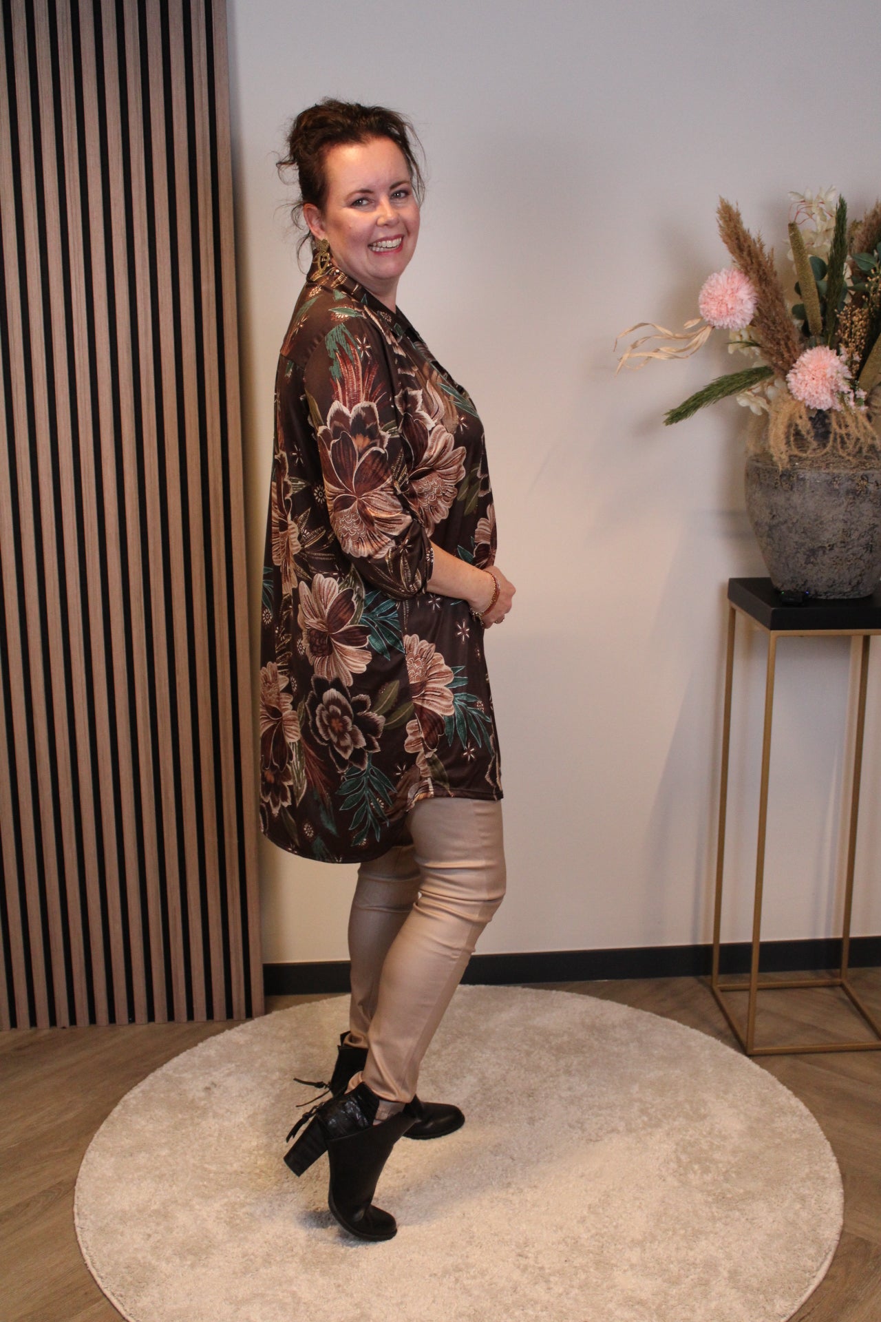 Lana | Blaue Bluse mit Kragen 38 bis 48