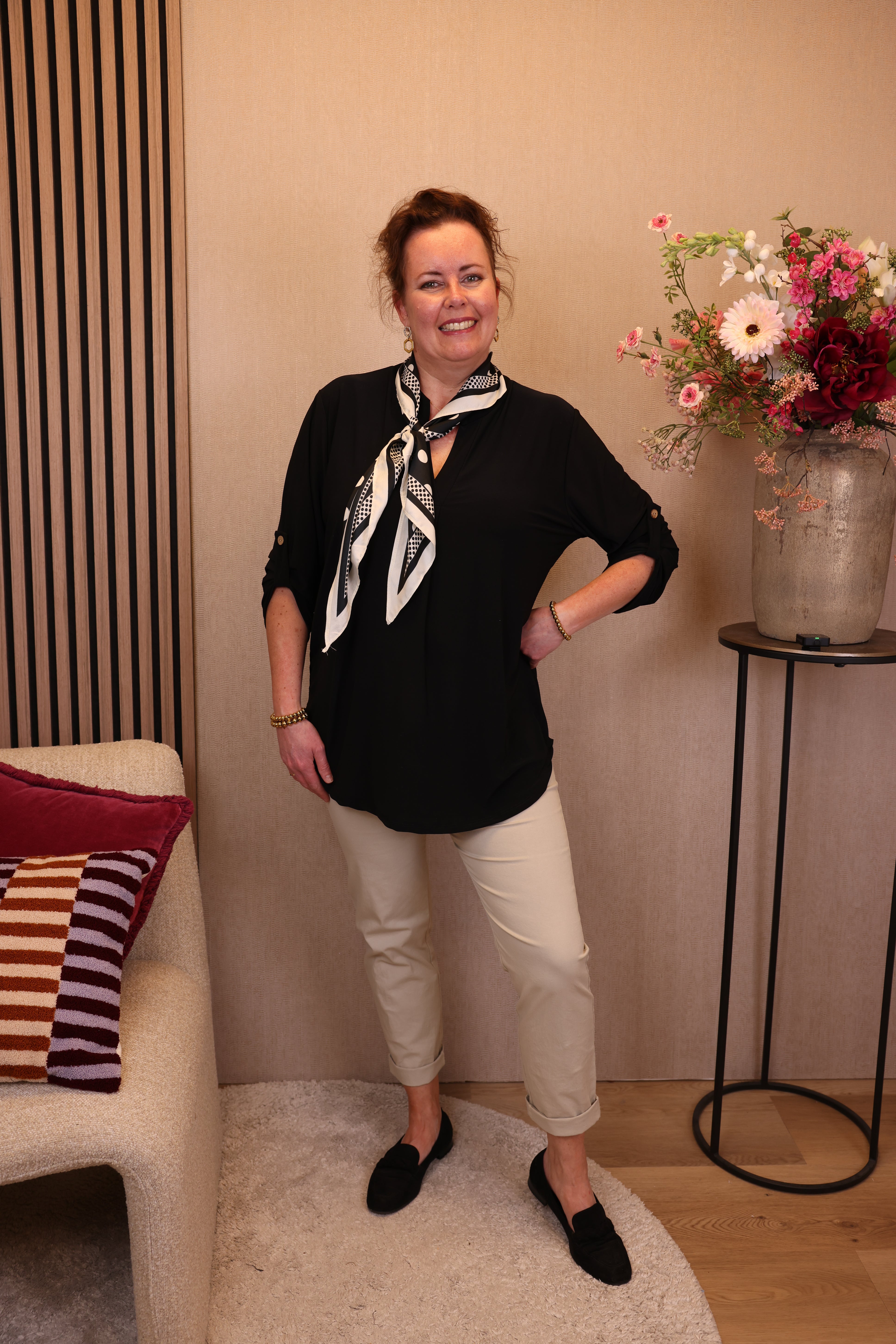 Dora | Bluse schwarz Langarm 52 bis 58