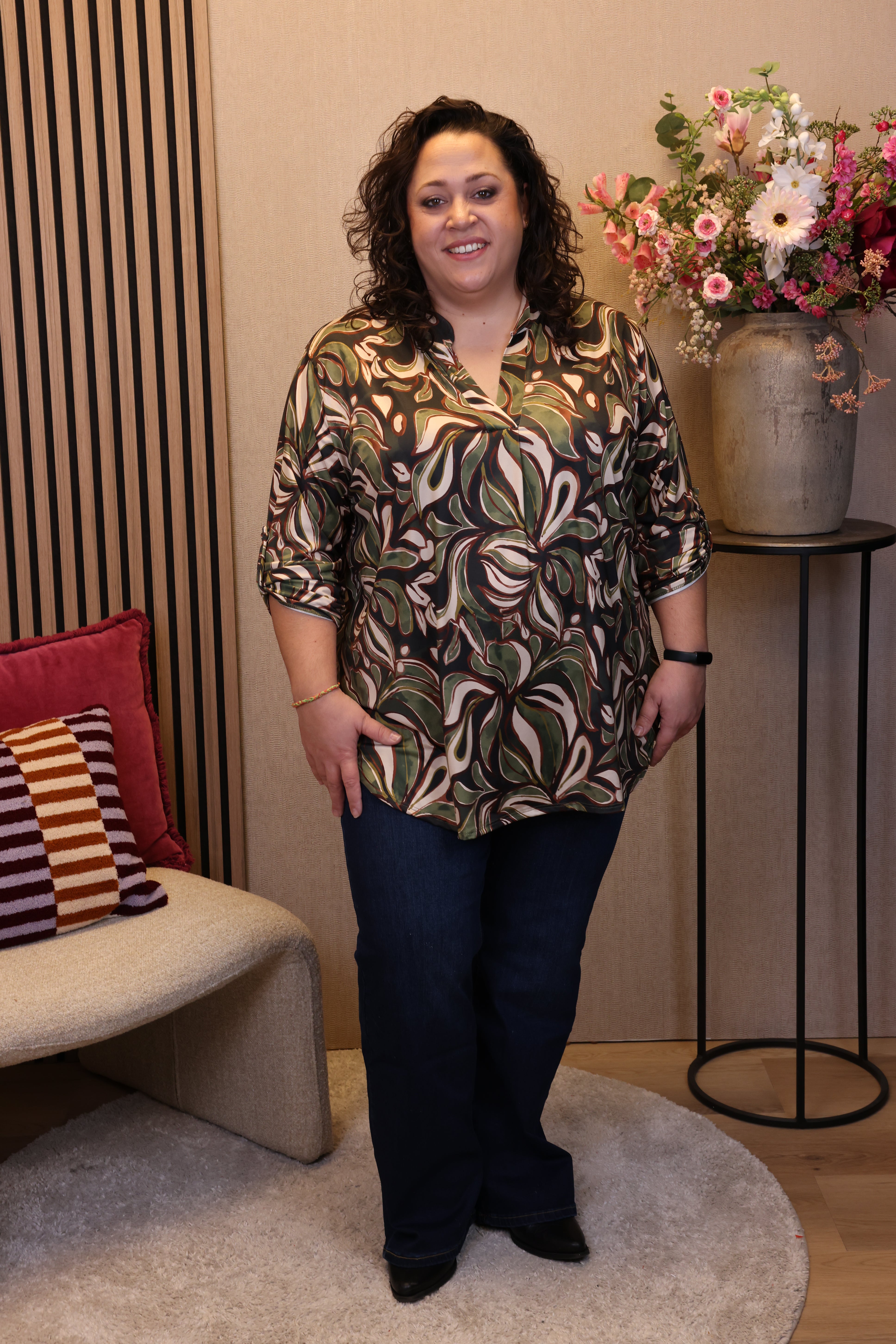 Dora | Bluse schwarz Langarm 52 bis 58