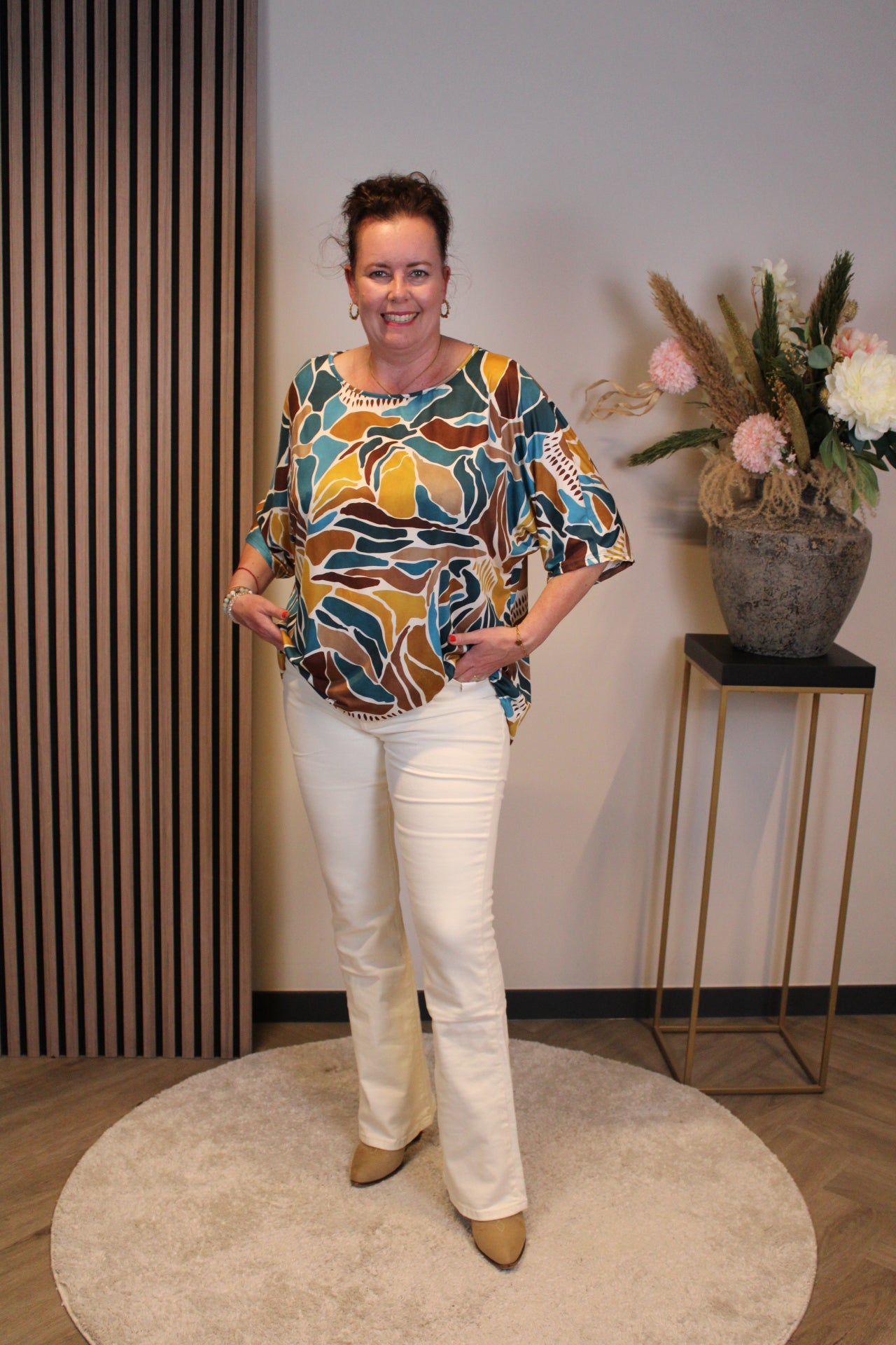 Anja beige | Flared Jeans