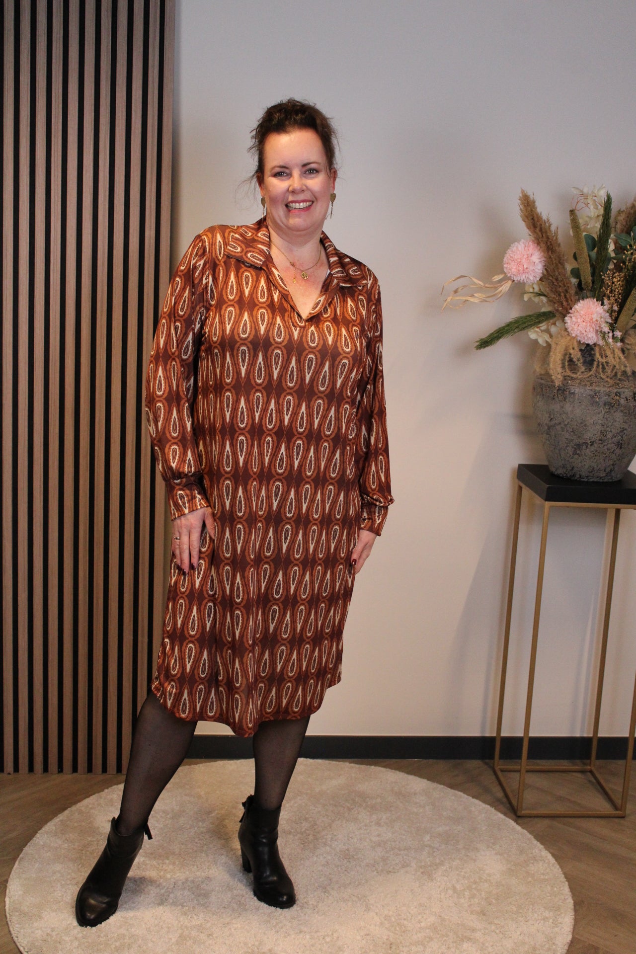 Christa | Grünes Kleid mit langen Ärmeln, Größe 38 bis 44