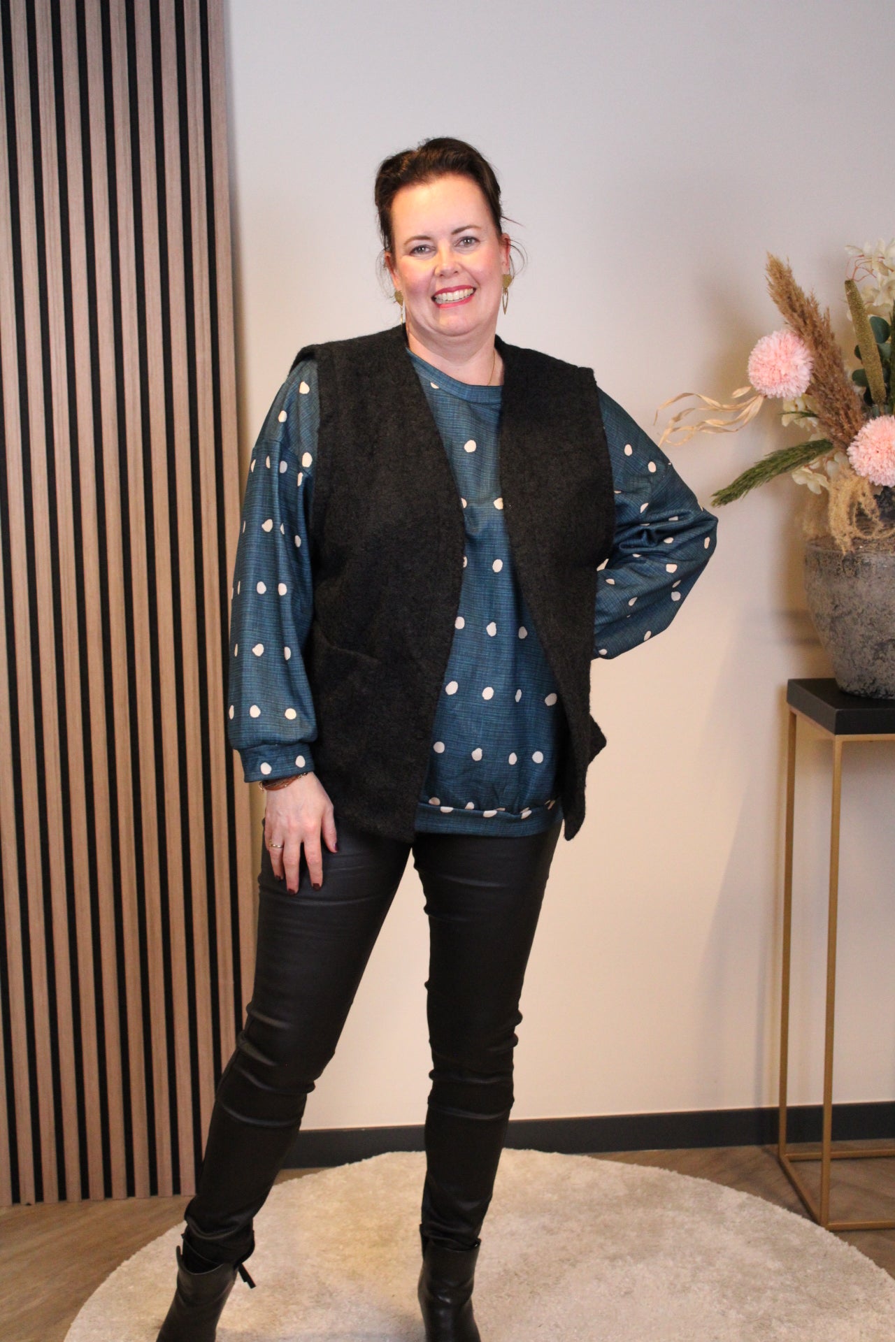 Dora | Bluse schwarz Langarm 52 bis 58