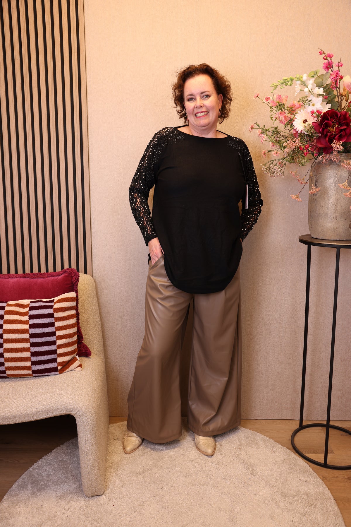 Dora | Bluse schwarz Langarm 52 bis 58