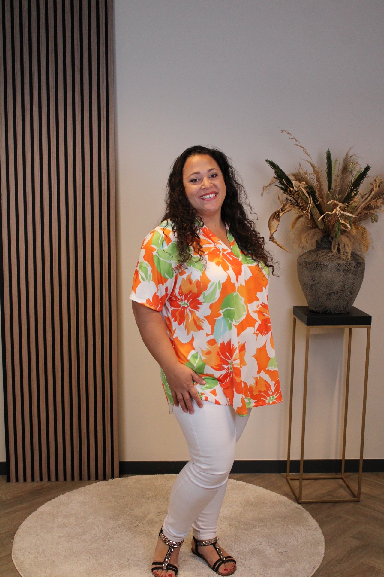 Maartje | Bluse orange Kurzarm 48 bis 52