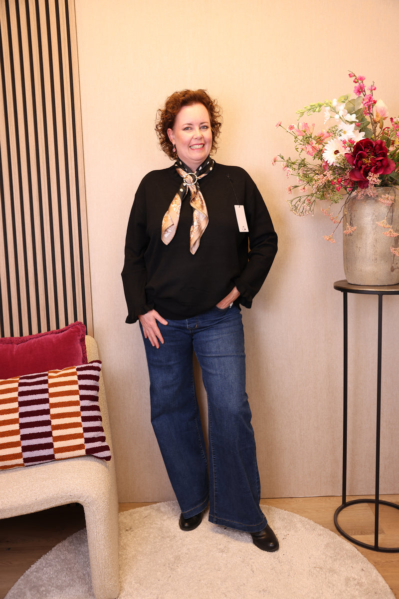 Dora | Bluse schwarz Langarm 52 bis 58