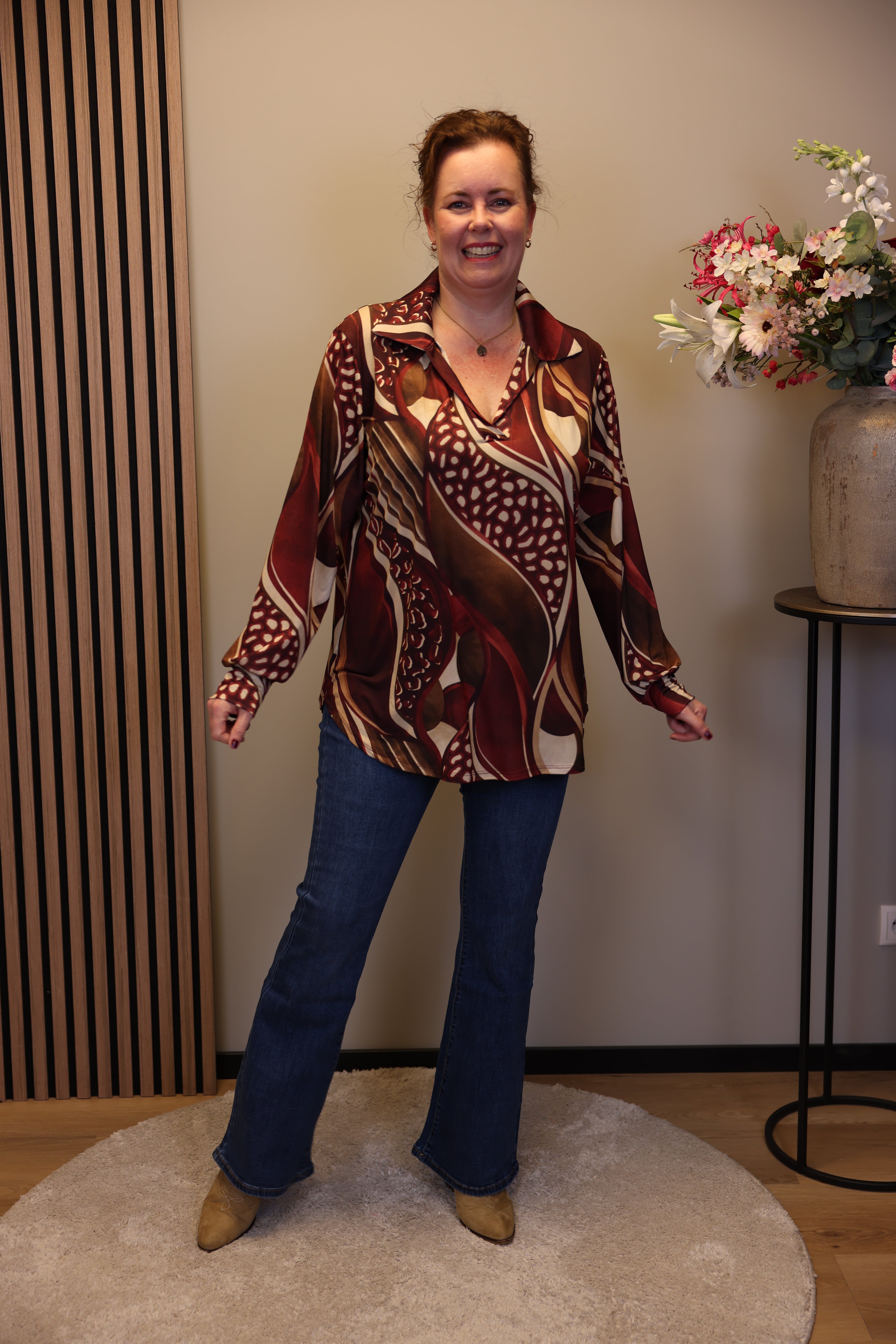 Verona | Bluse mit Kragen blau 48 bis 52