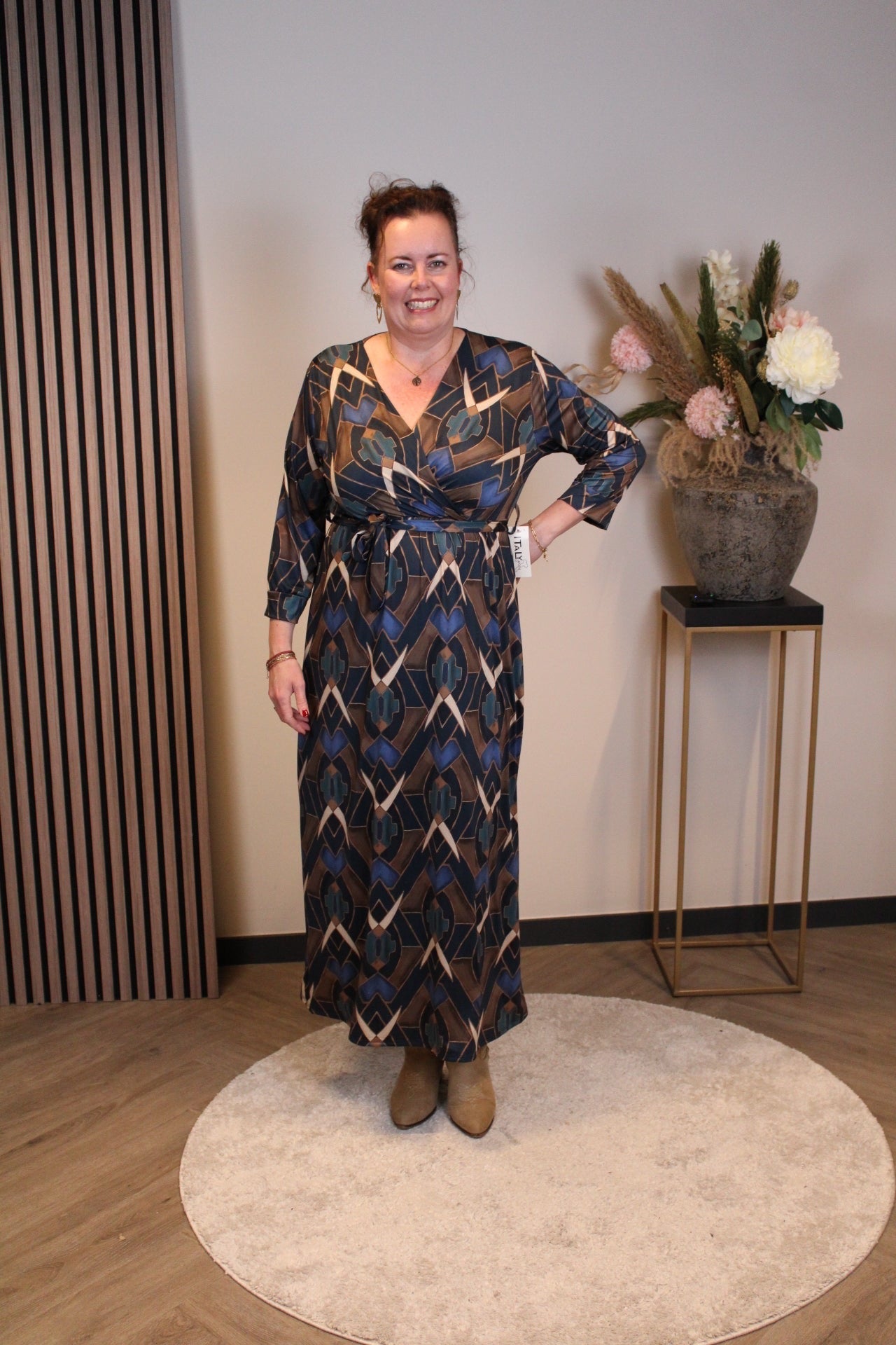 Leona | Blaues Langarmkleid 46 bis 50