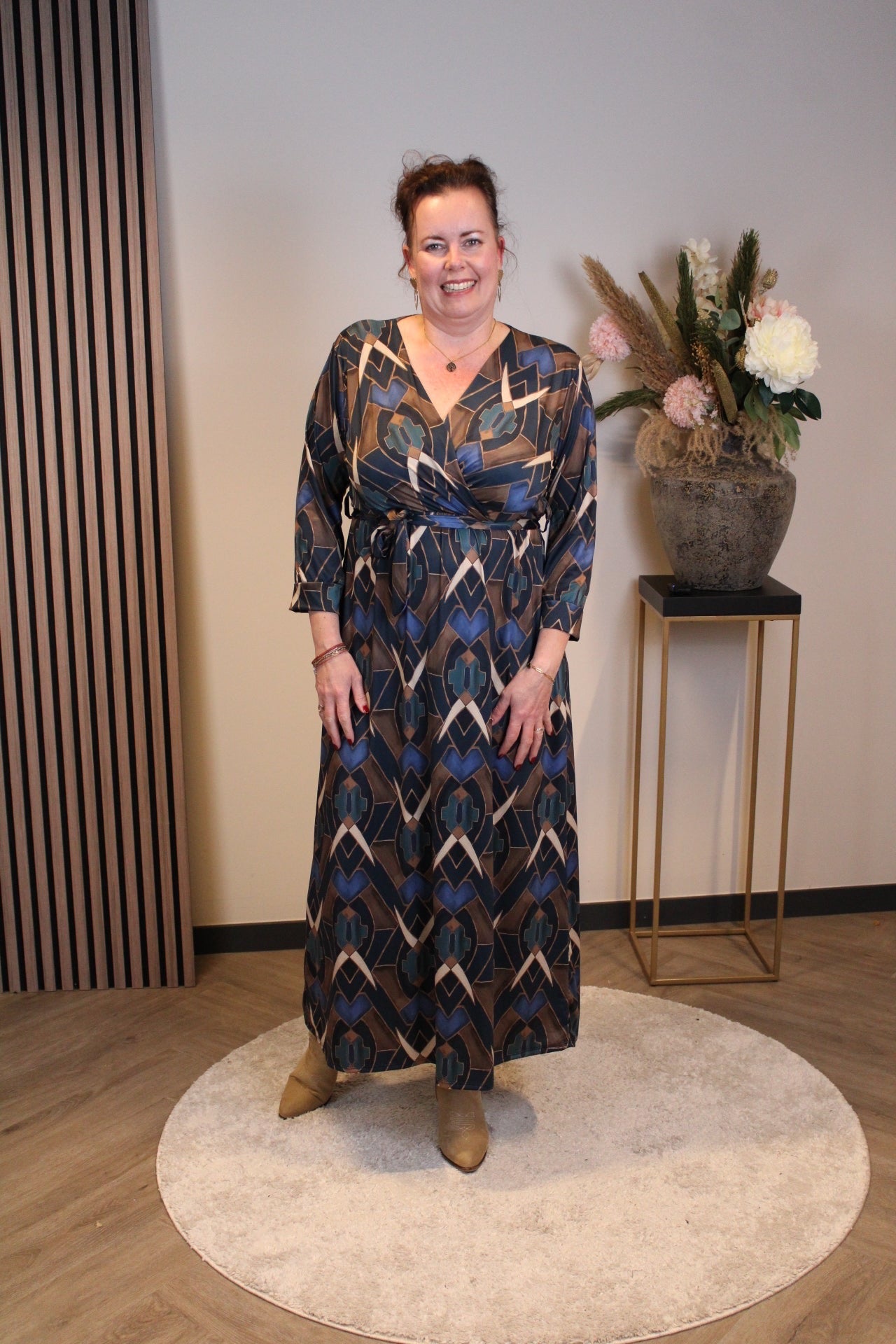 Leona | Blaues Langarmkleid 46 bis 50