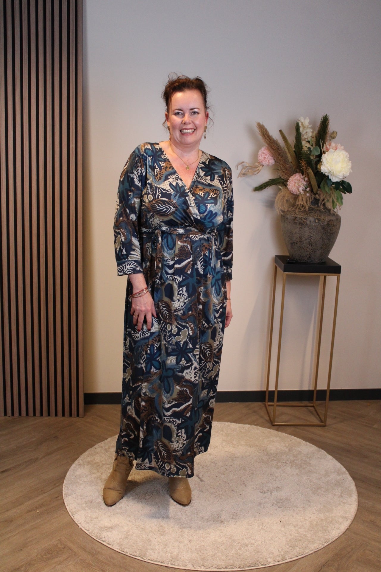 Leona | Blaues Langarmkleid 46 bis 50