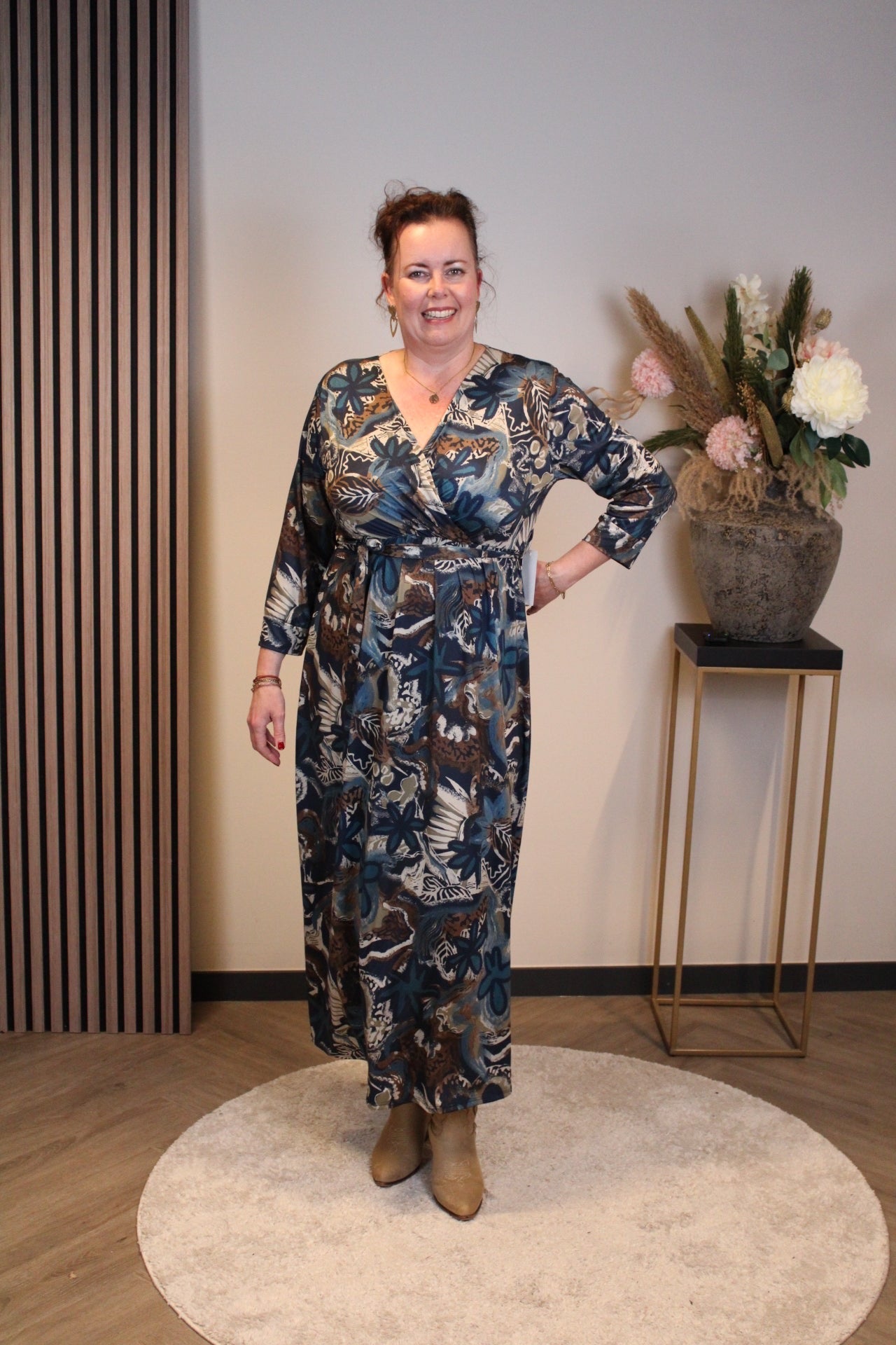 Leona | Blaues Langarmkleid 46 bis 50