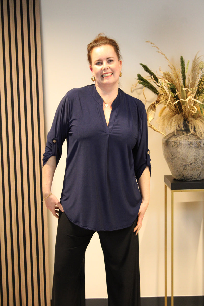 Mara | Blouse navy blauw 38 t/m 48