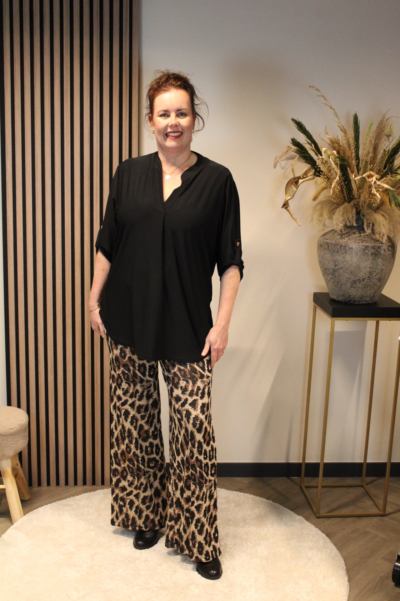 Dora | Bluse schwarz Langarm 52 bis 58