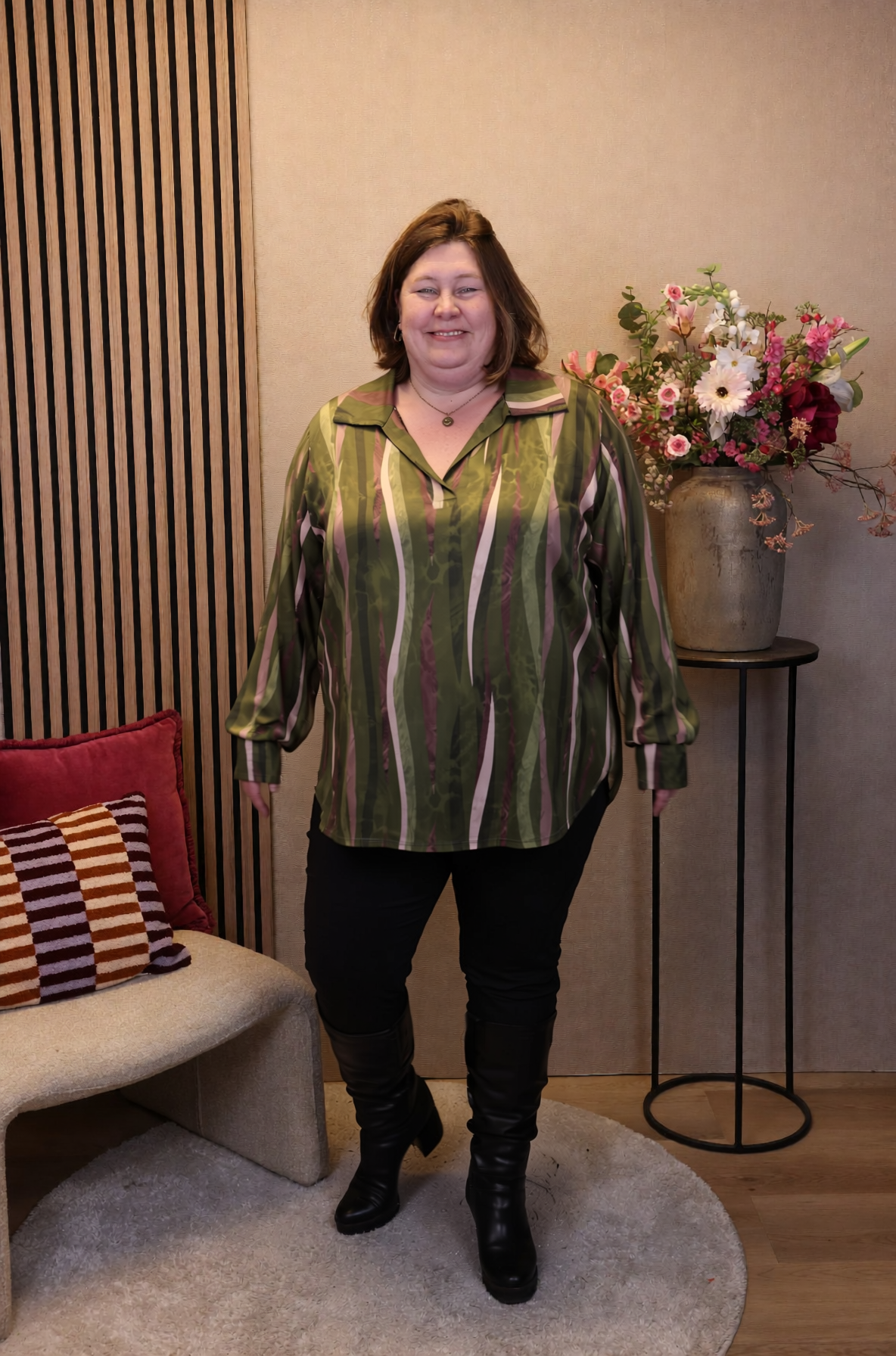 Dora | Bluse schwarz Langarm 52 bis 58