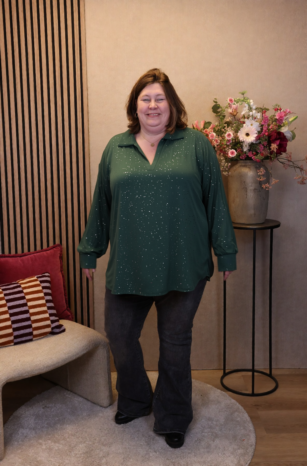 Dora | Bluse schwarz Langarm 52 bis 58