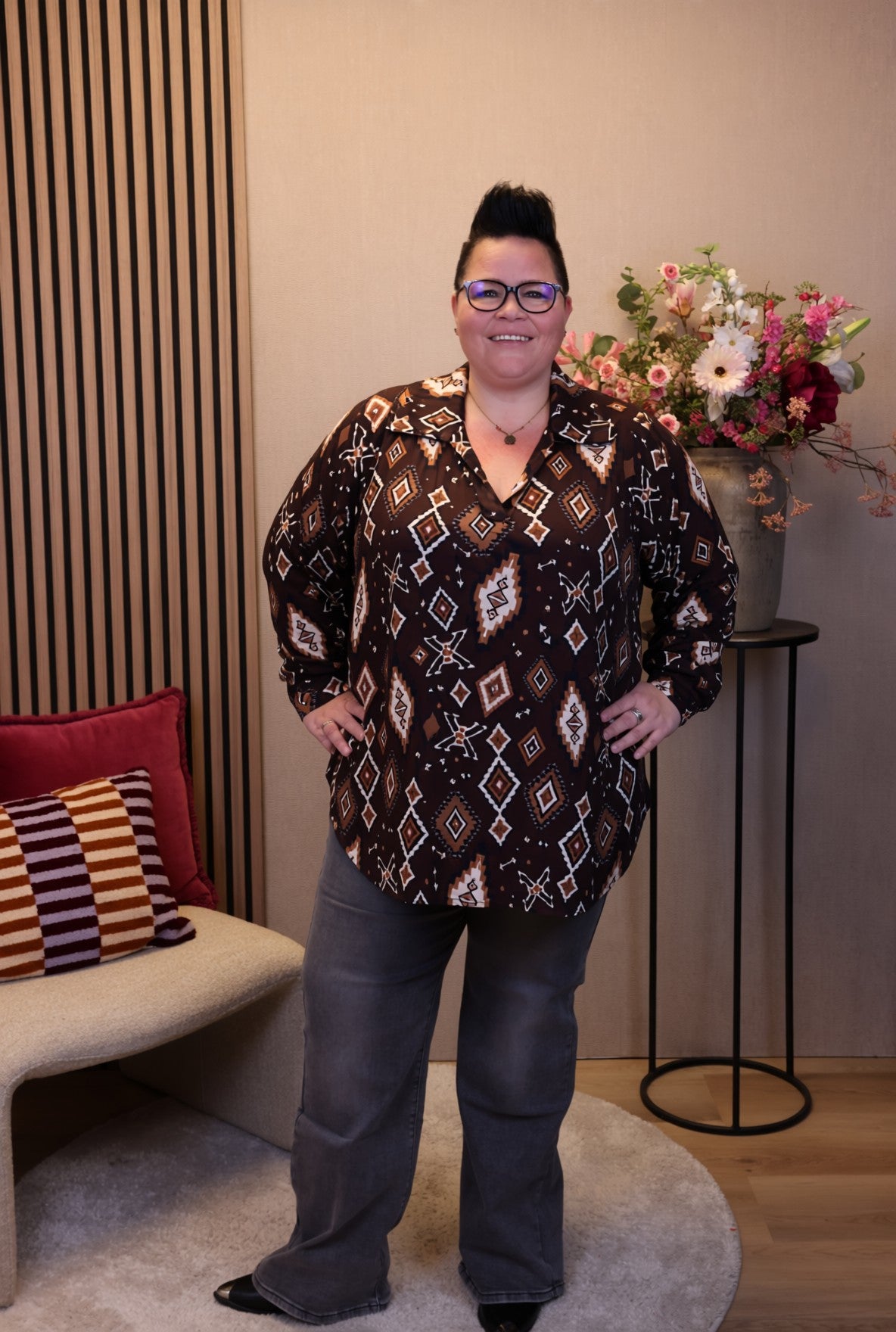 Dora | Bluse schwarz Langarm 52 bis 58