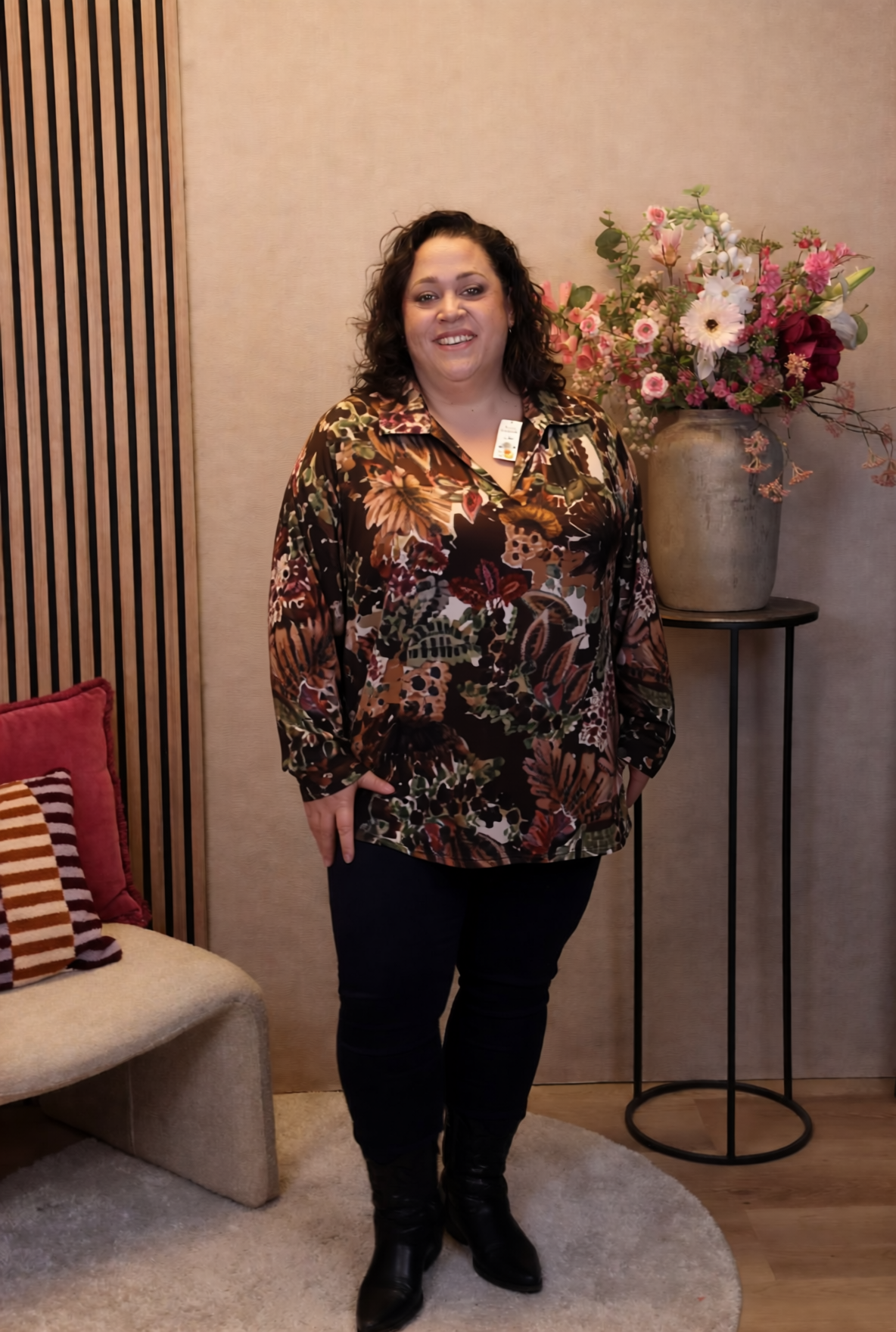 Dora | Bluse schwarz Langarm 52 bis 58