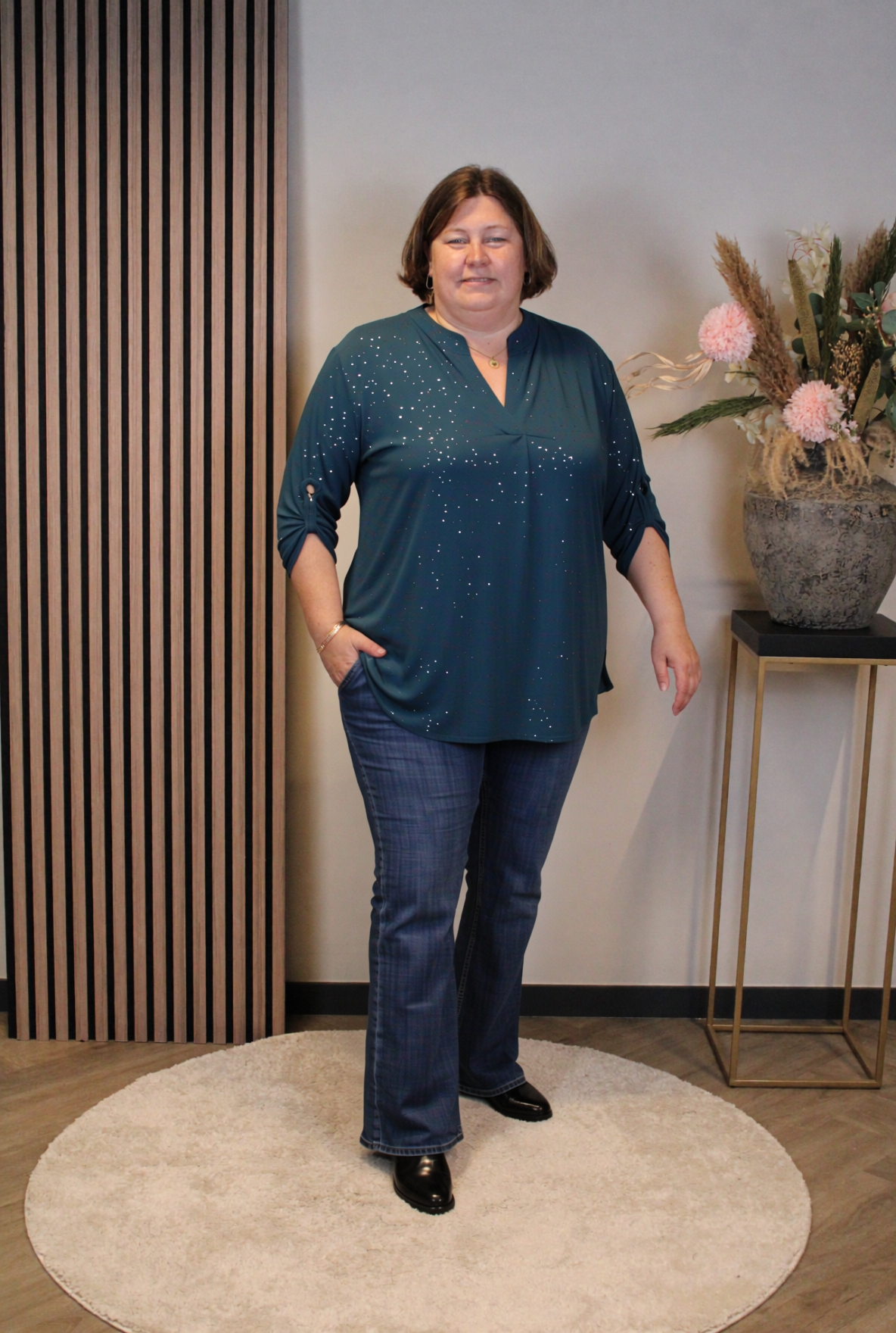 Dora | Bluse schwarz Langarm 52 bis 58