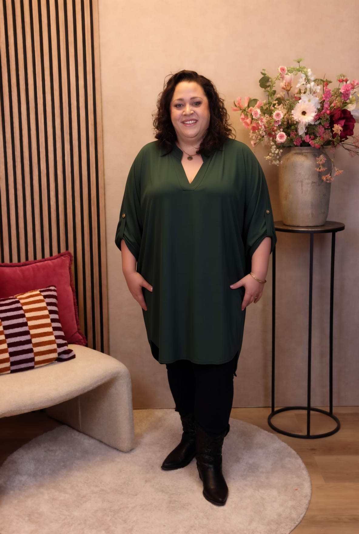Dora | Bluse schwarz Langarm 52 bis 58