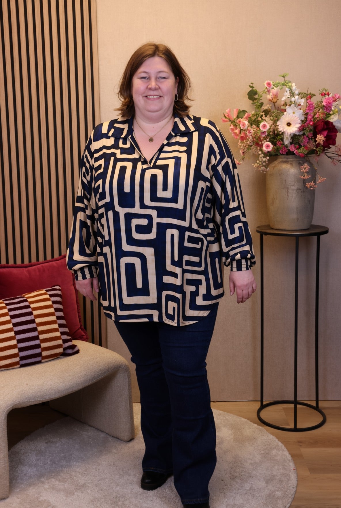 Dora | Bluse schwarz Langarm 52 bis 58
