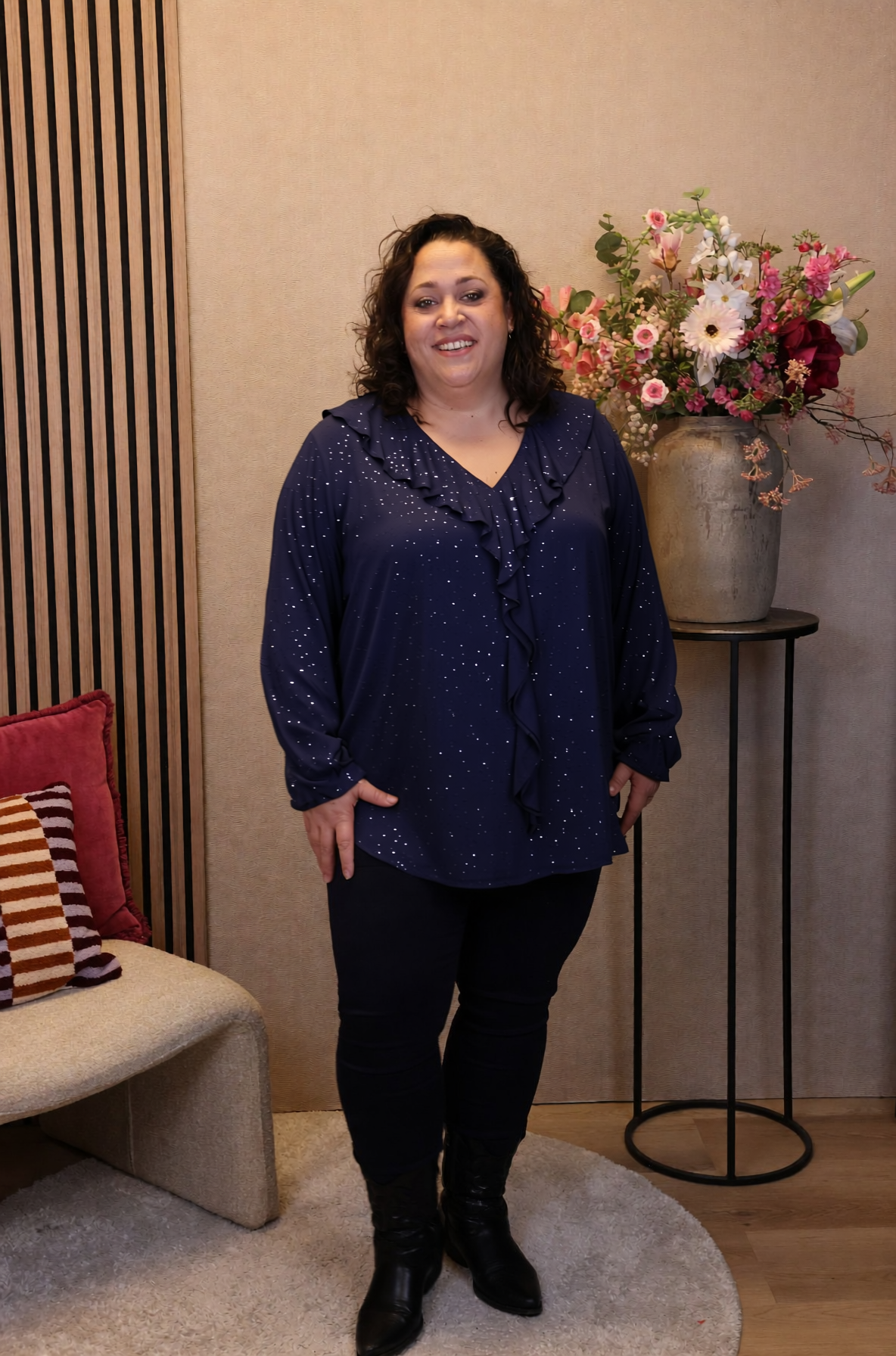 Dora | Bluse schwarz Langarm 52 bis 58