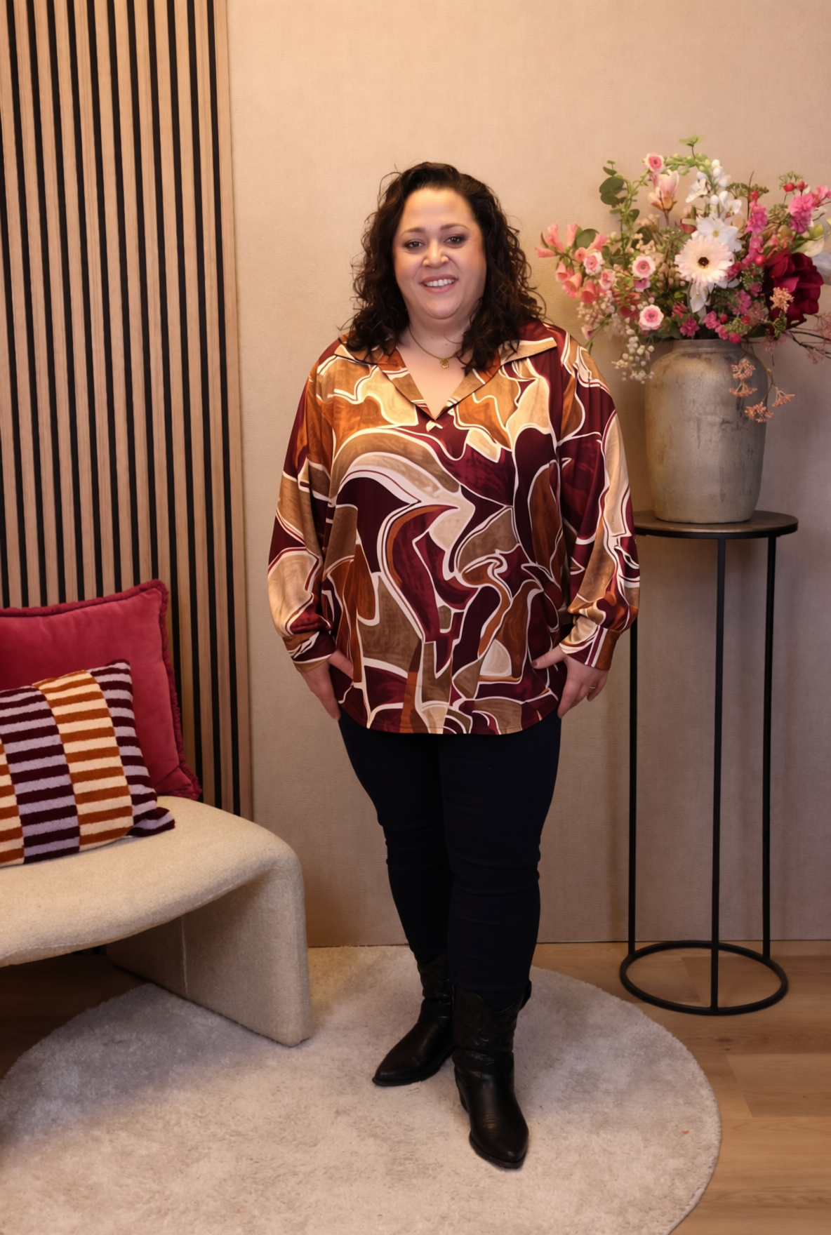 Dora | Bluse schwarz Langarm 52 bis 58