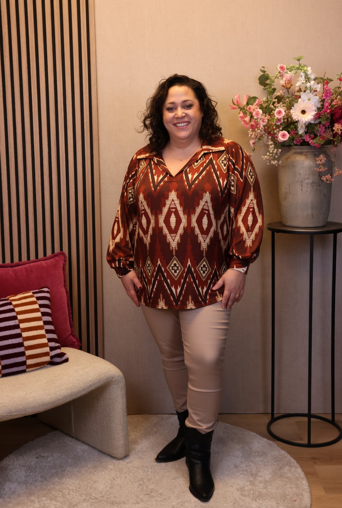 Dora | Bluse schwarz Langarm 52 bis 58