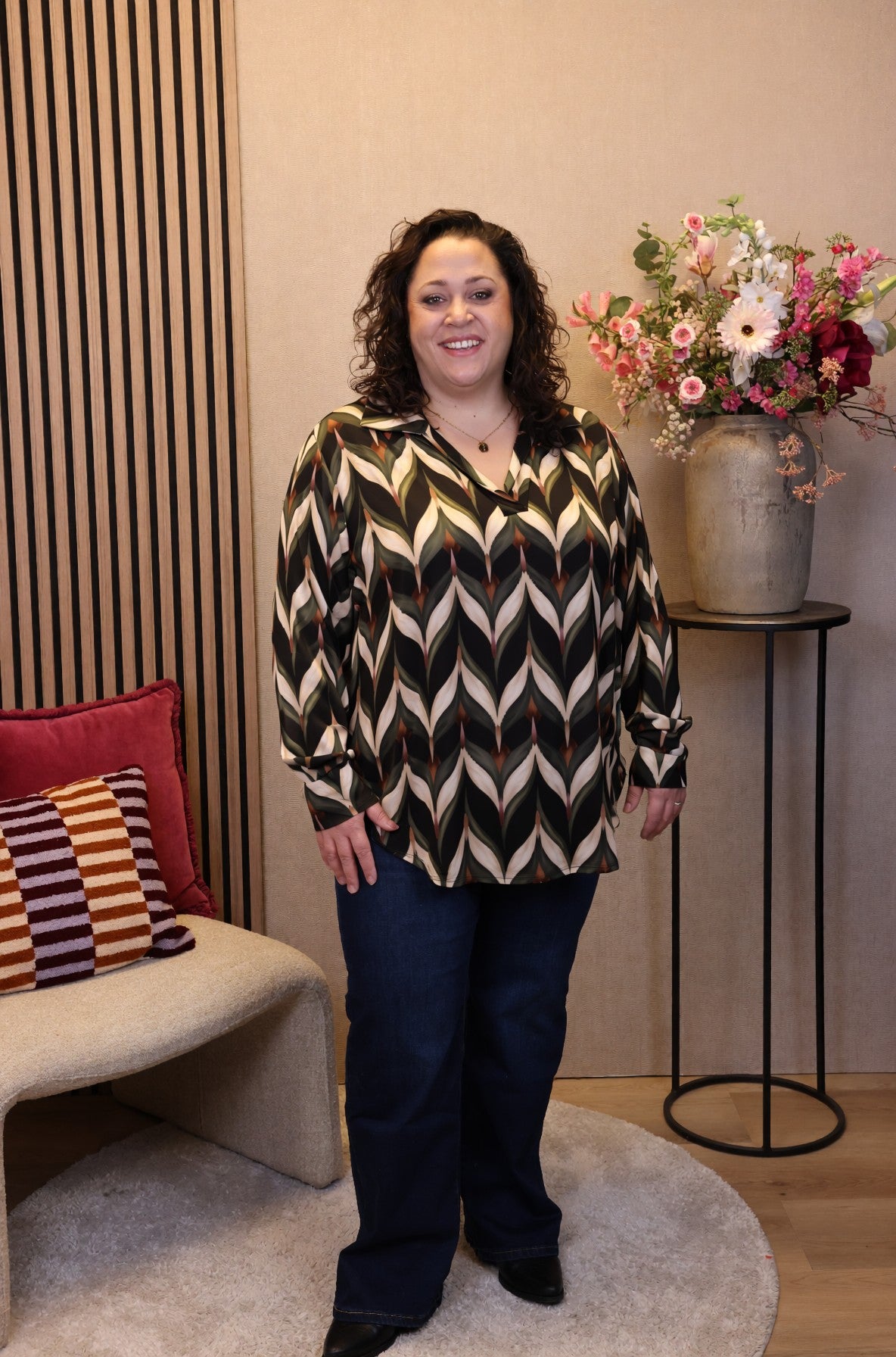Dora | Bluse schwarz Langarm 52 bis 58
