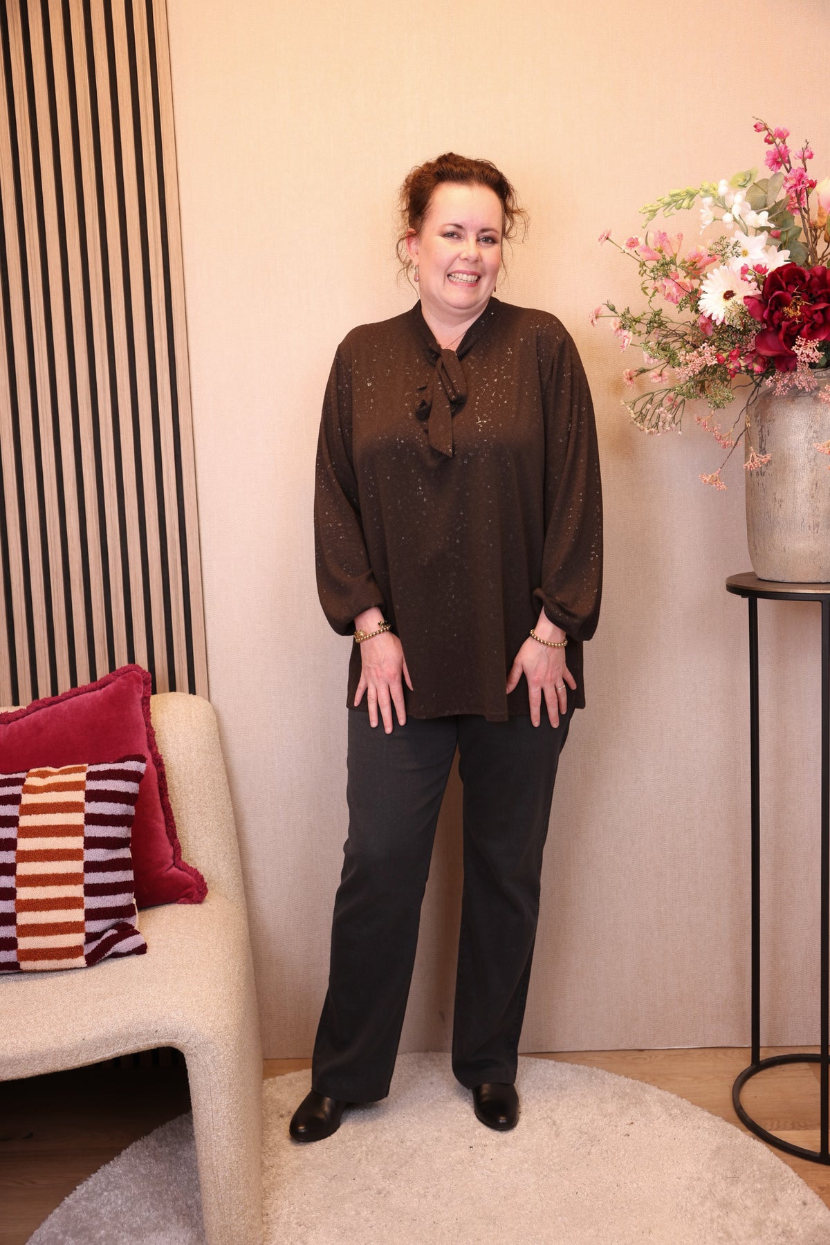 Dora | Bluse schwarz Langarm 52 bis 58