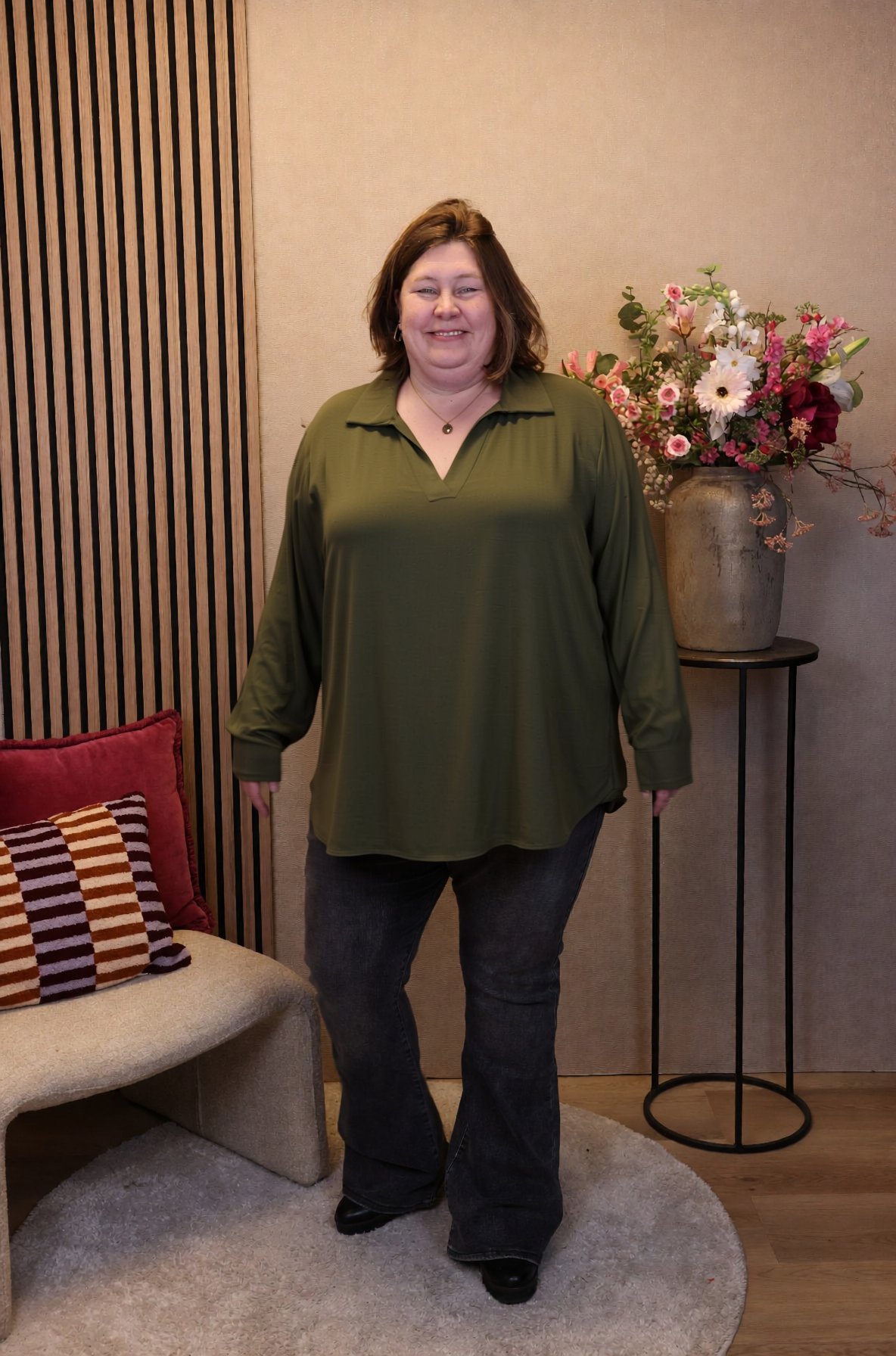 Dora | Bluse schwarz Langarm 52 bis 58