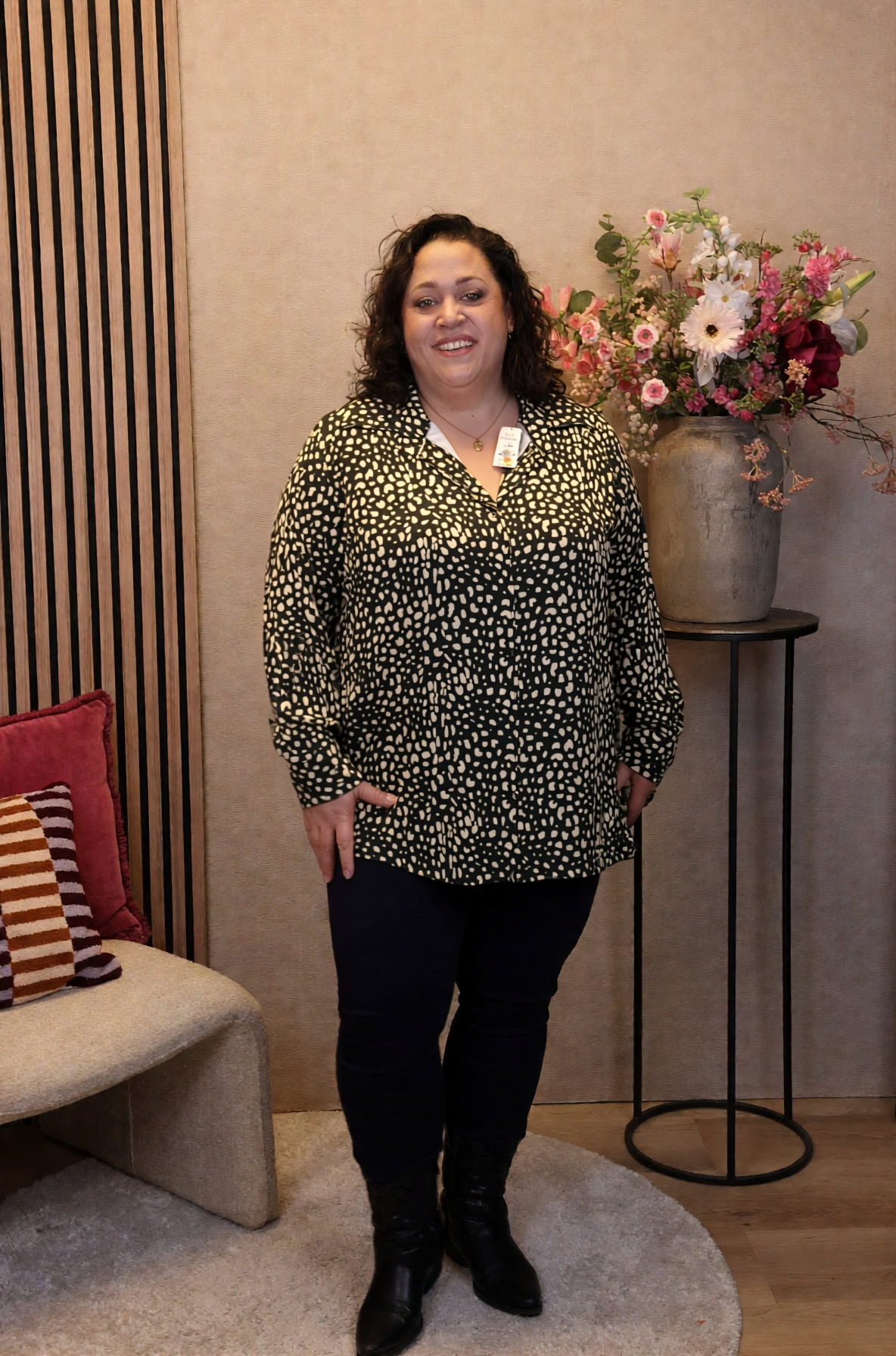 Dora | Bluse schwarz Langarm 52 bis 58