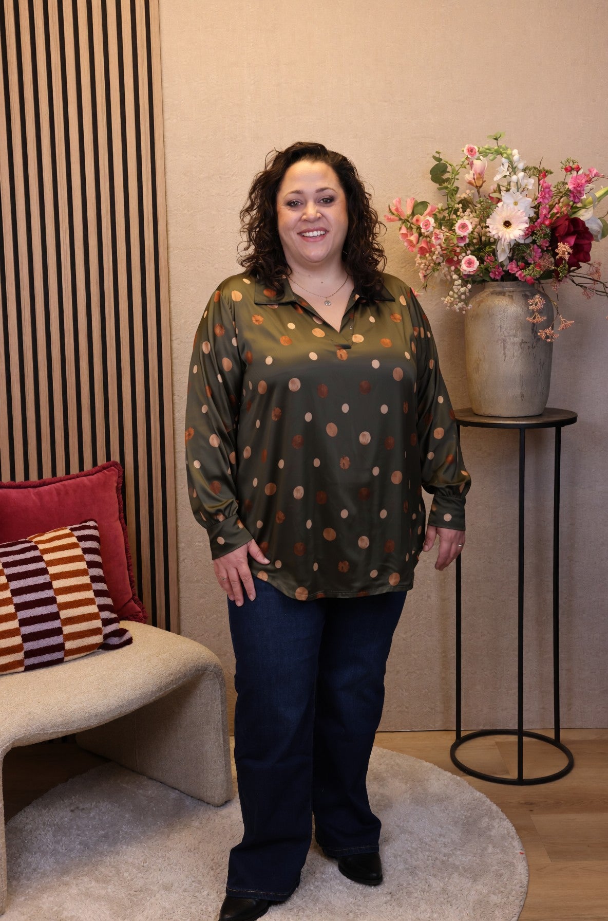 Dora | Bluse schwarz Langarm 52 bis 58