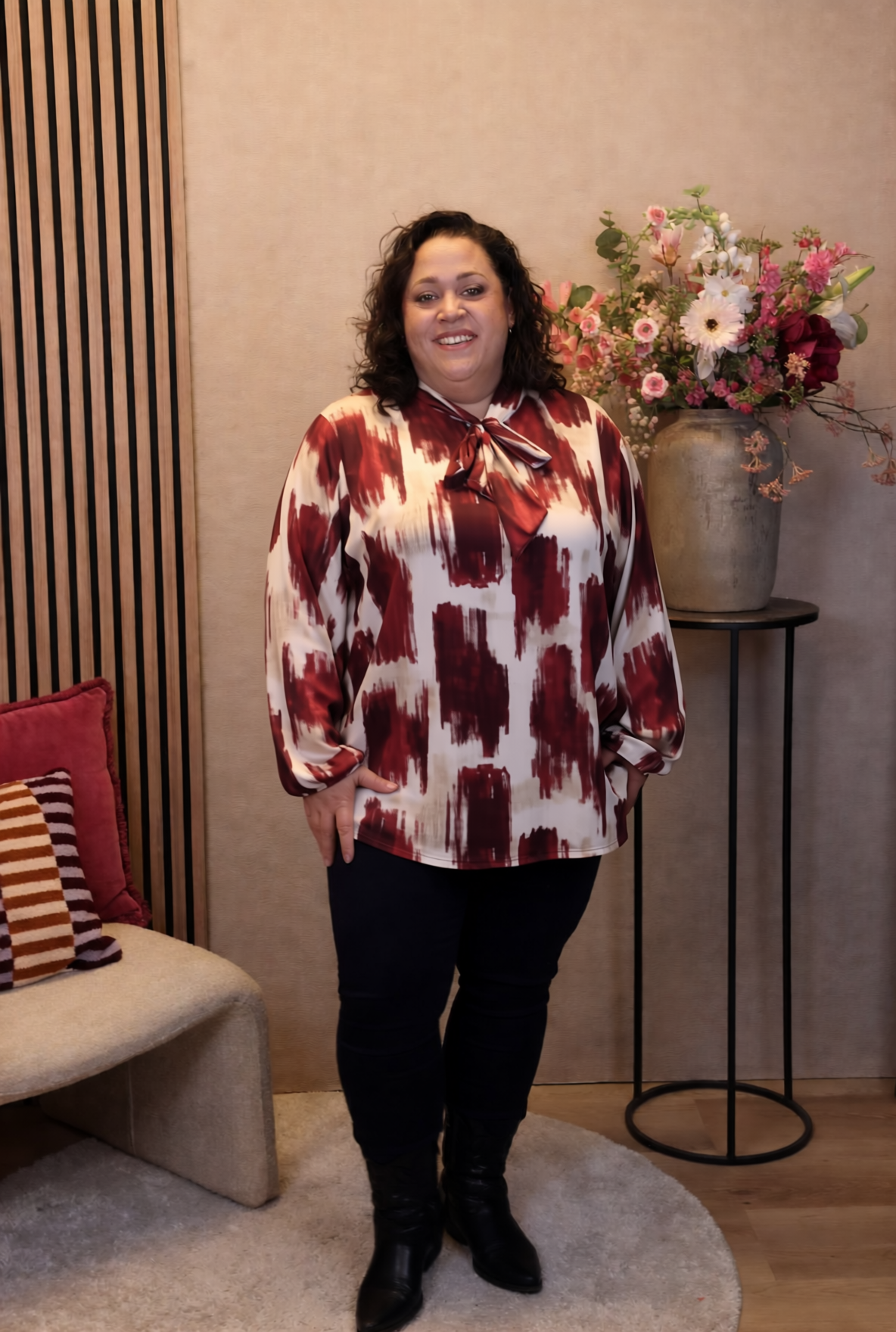 Dora | Bluse schwarz Langarm 52 bis 58