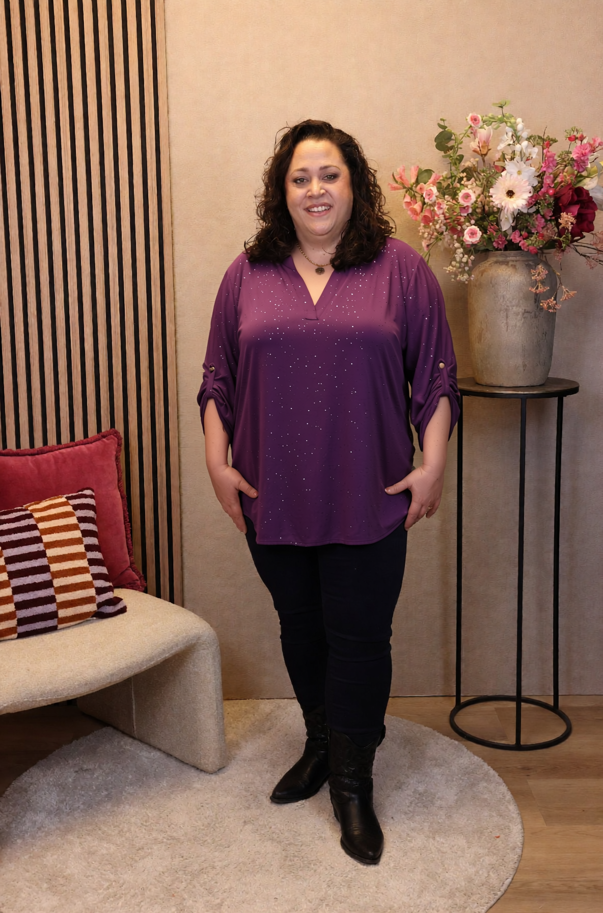 Dora | Bluse schwarz Langarm 52 bis 58