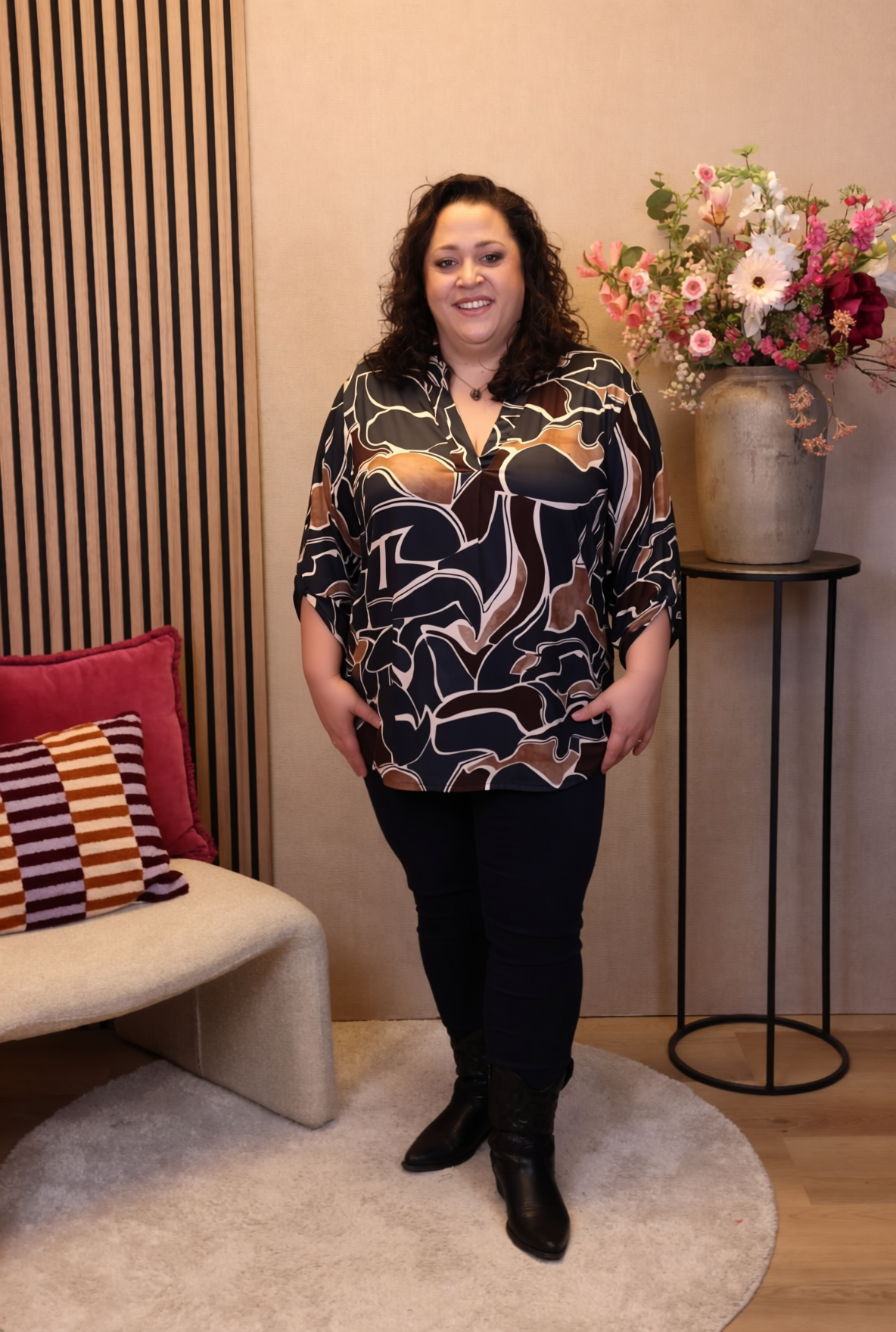 Dora | Bluse schwarz Langarm 52 bis 58