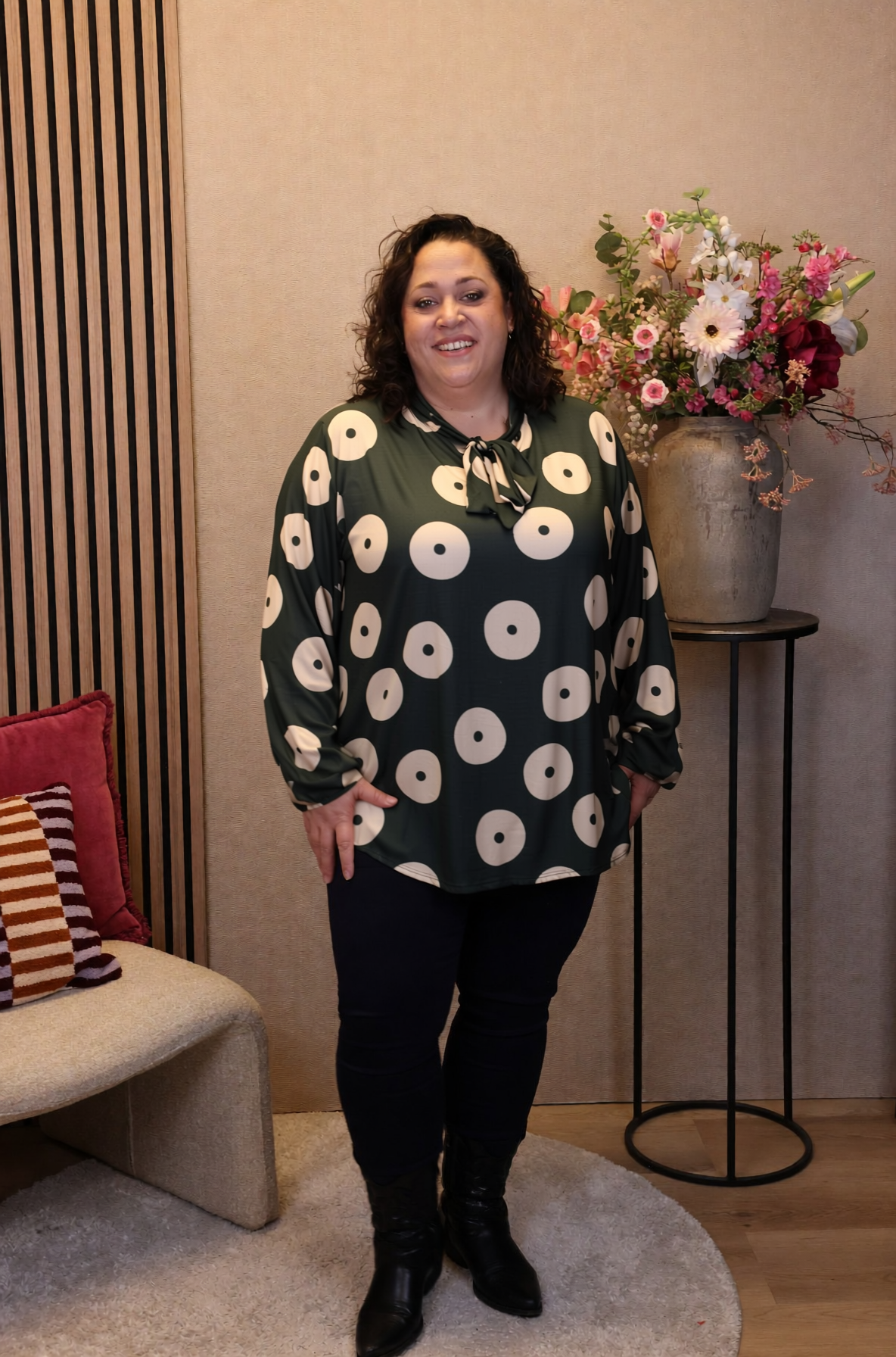 Dora | Bluse schwarz Langarm 52 bis 58
