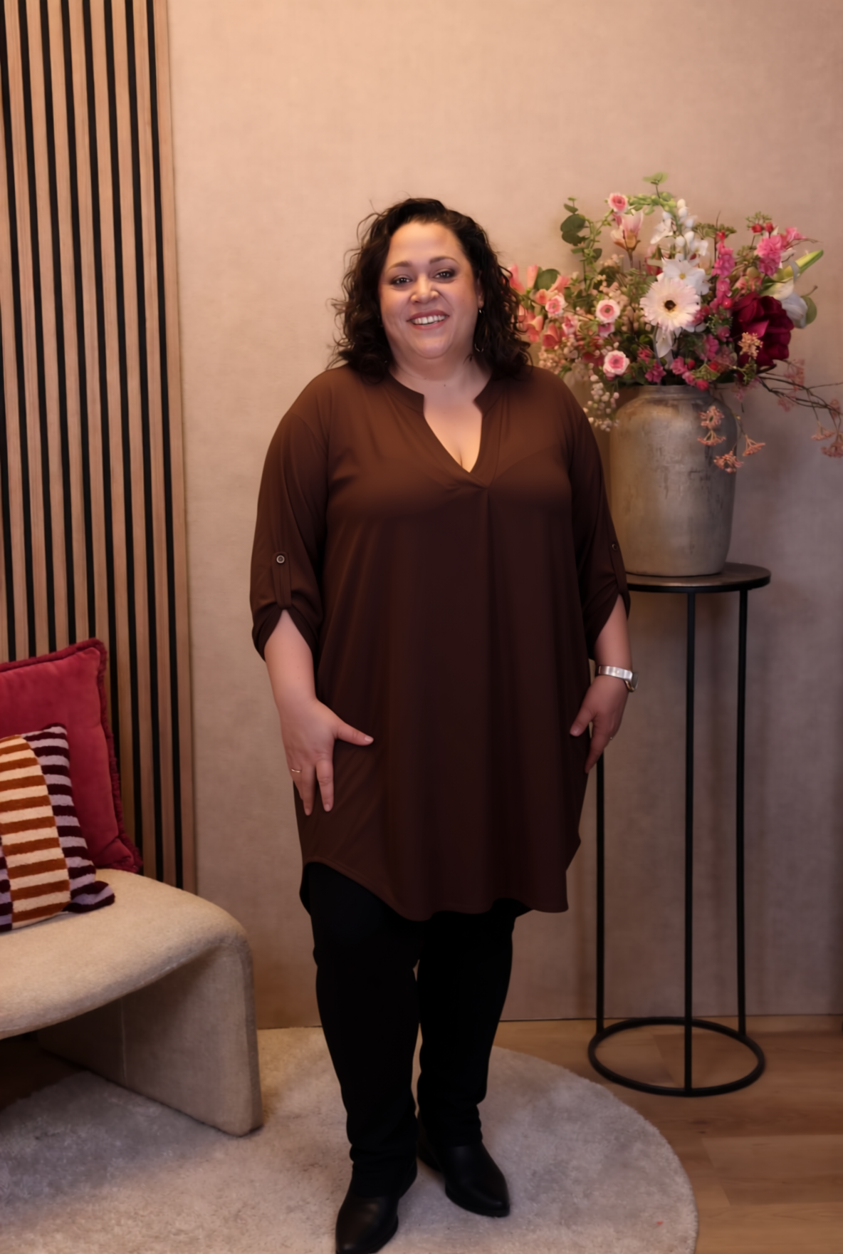 Dora | Bluse schwarz Langarm 52 bis 58
